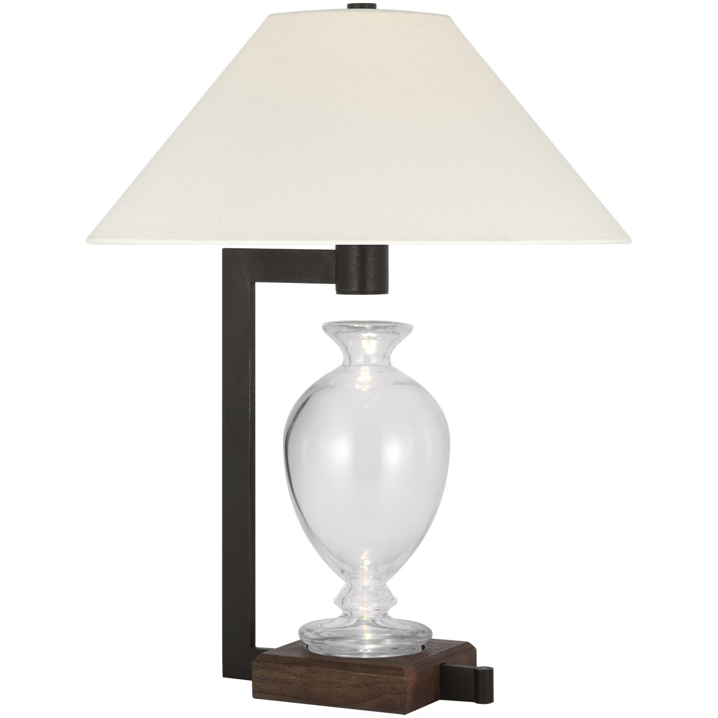 Ray Booth Phial 23.25 inch 15 watt Clear Glass and Warm Iron and Dark Walnut Display Form Table Lamp Portable Light, Large