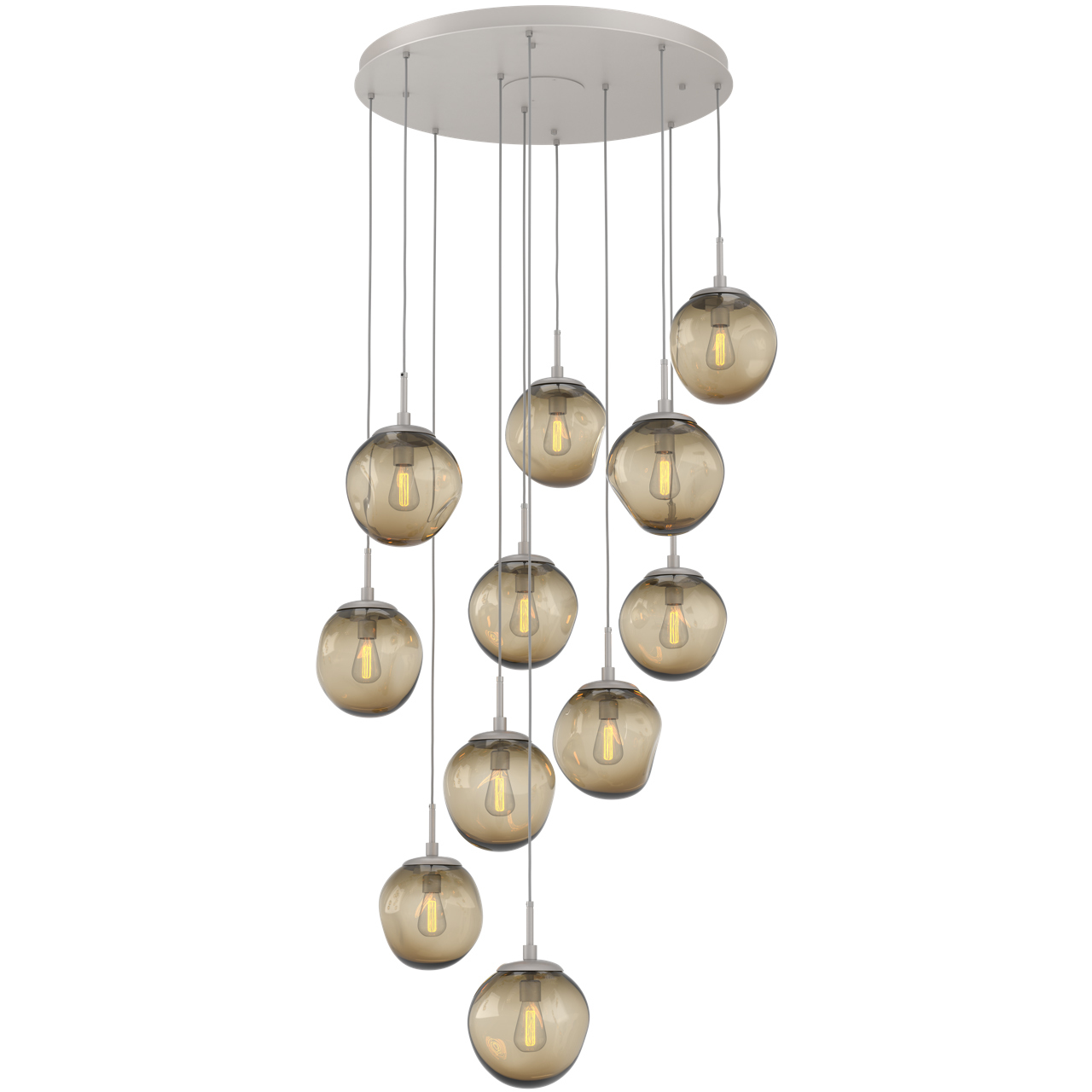 Aster Incandescent 11 Light Beige Silver Chandelier Ceiling Light, Round Multi-Port