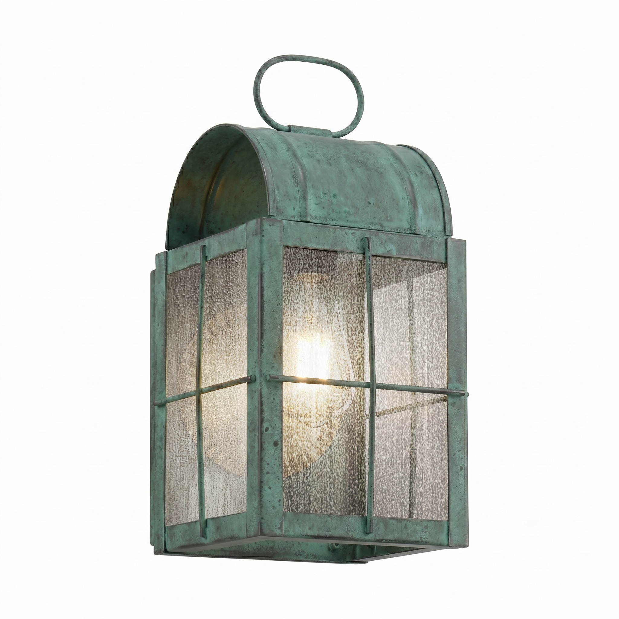 Durham 1 Light 10.25 inch Verde Green Outdoor Sconce in Seedy Glass, Brass Traditions by Innovations Lighting