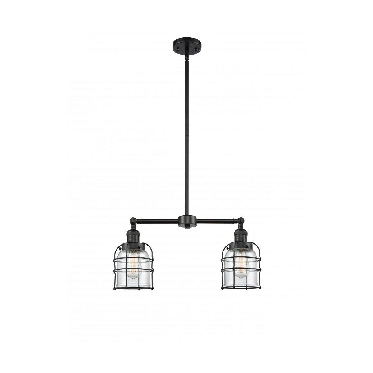 Franklin Restoration Small Bell Cage 2 Light 21 inch Matte Black Chandelier Ceiling Light in Clear Glass, Franklin Restoration
