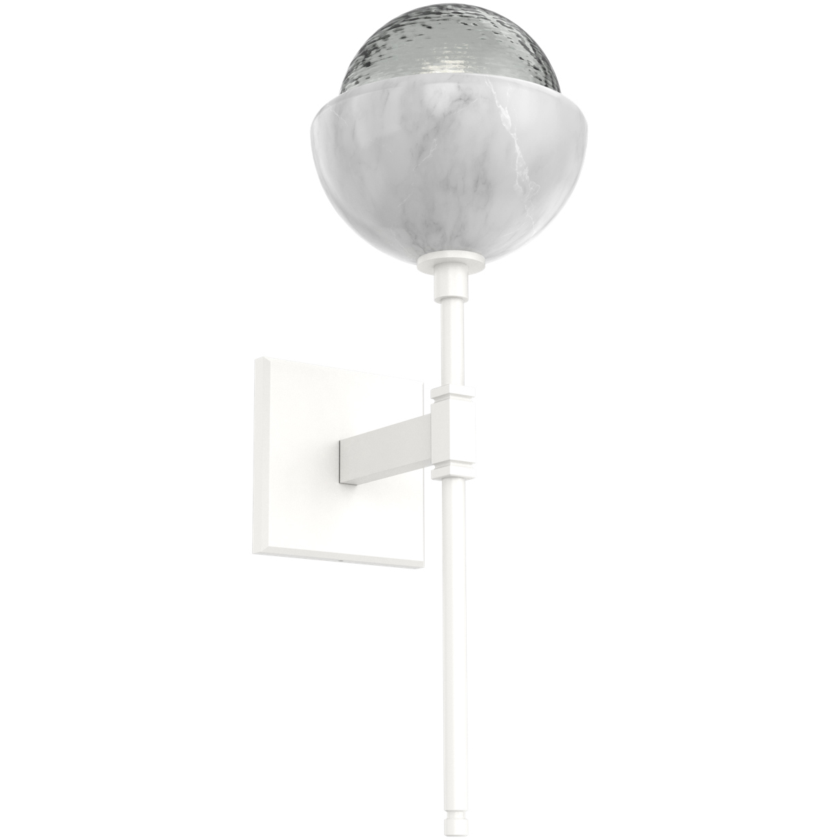 Cabochon Belvedere Sconce Wall Light in 3000K LED, Smoke, Salt White with White Marble