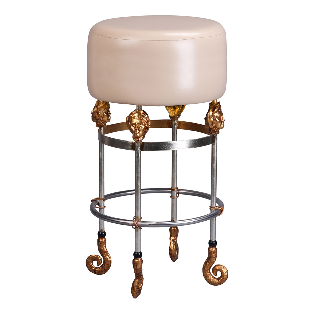 Armory 31 inch Chrome and Gold Bar Stool in Putty, Flambeau