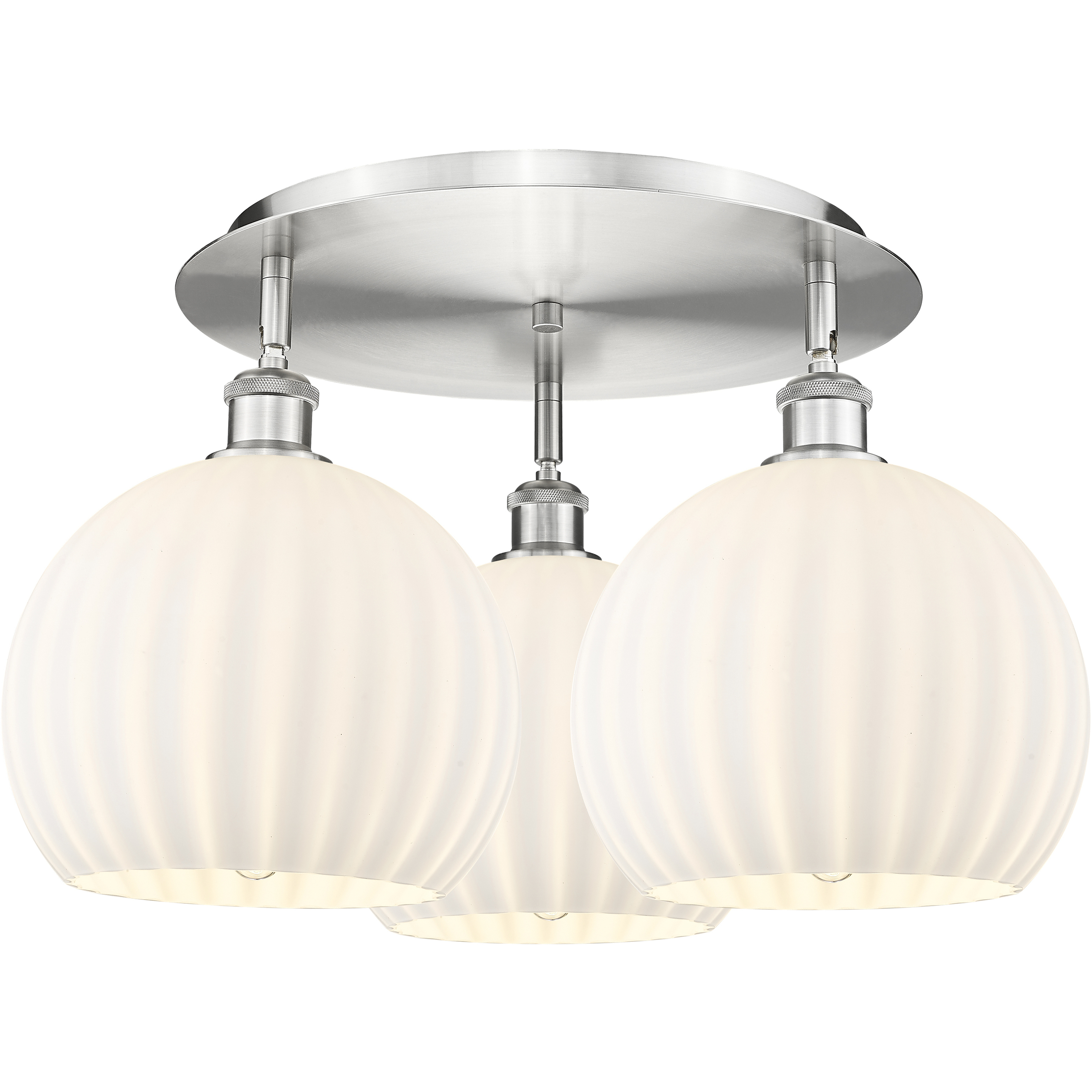Ballston White Venetian 3 Light 21.75 inch Satin Nickel Flush Mount Ceiling Light