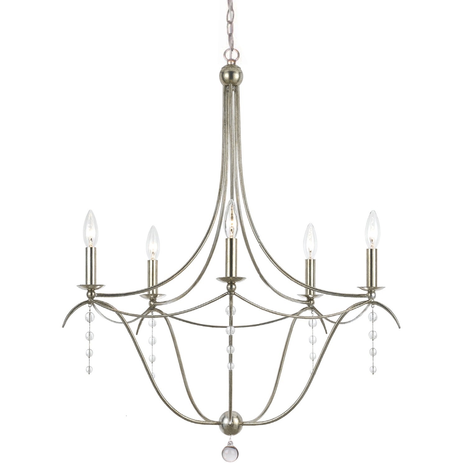 Metro 5 Light 27.5 inch Antique Silver Chandelier Ceiling Light