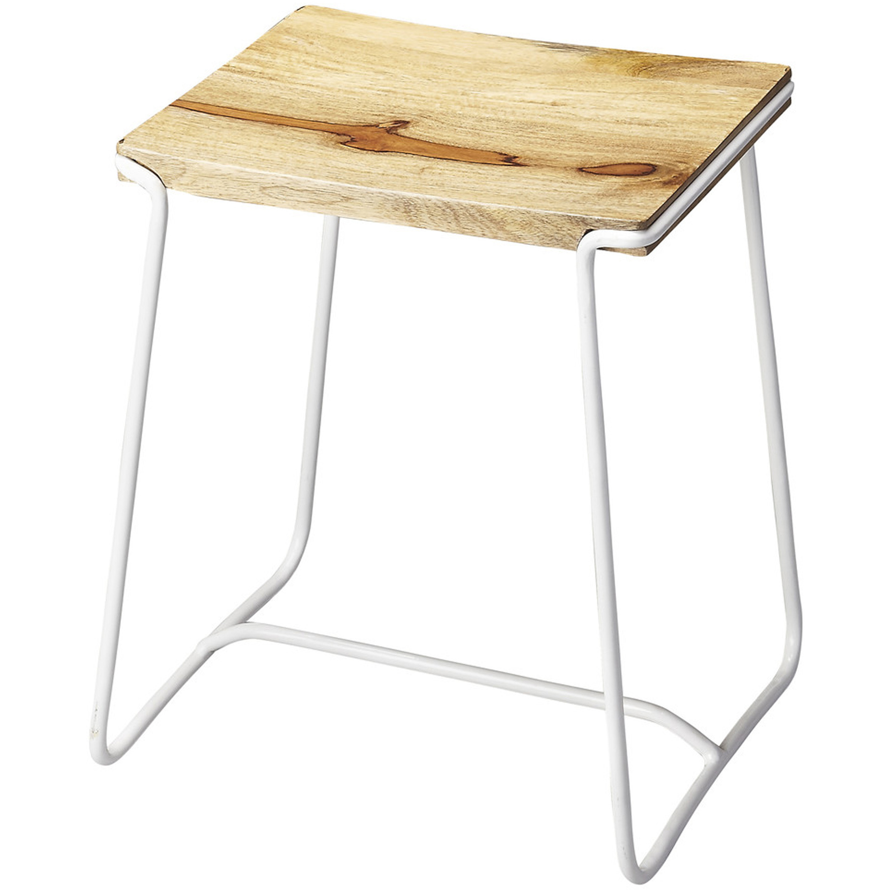 Butler Loft Parrish Wood & White Metal 22 inch Barstool