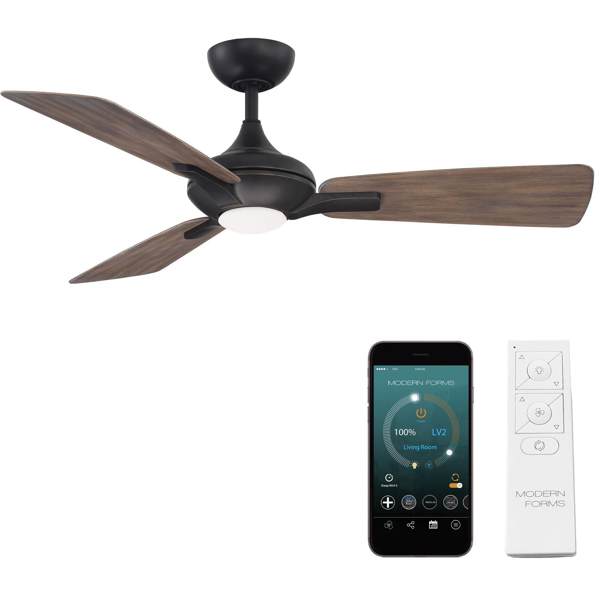 Mykonos 3 52 inch Oil Rubbed Bronze and Barn Wood with Barn Wood Blades Downrod Ceiling Fan in 2700K, Oil Rubbed Bronze Barn Wood