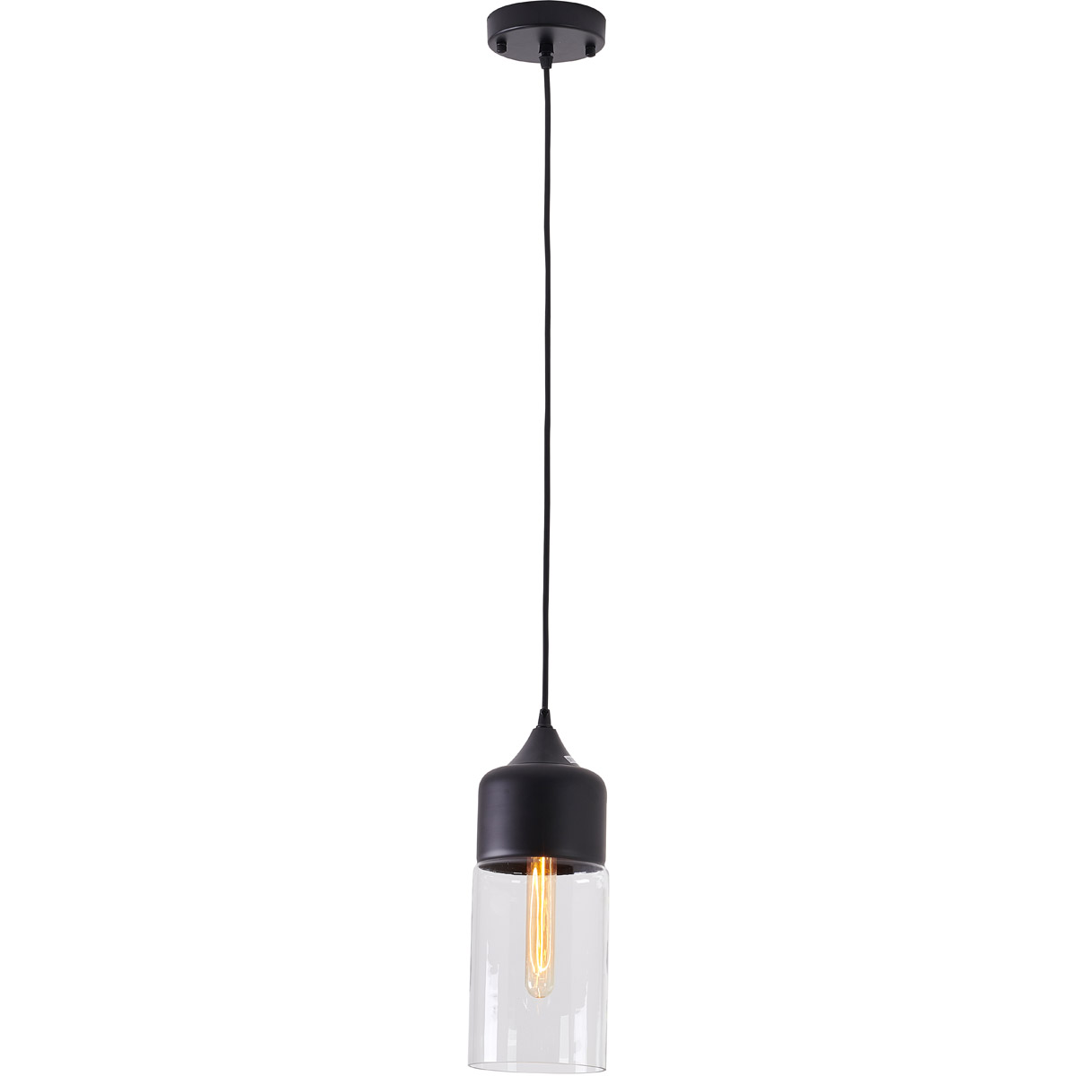 Du Series 1 Light 5 inch Matte Black Pendant Ceiling Light, Black Frame