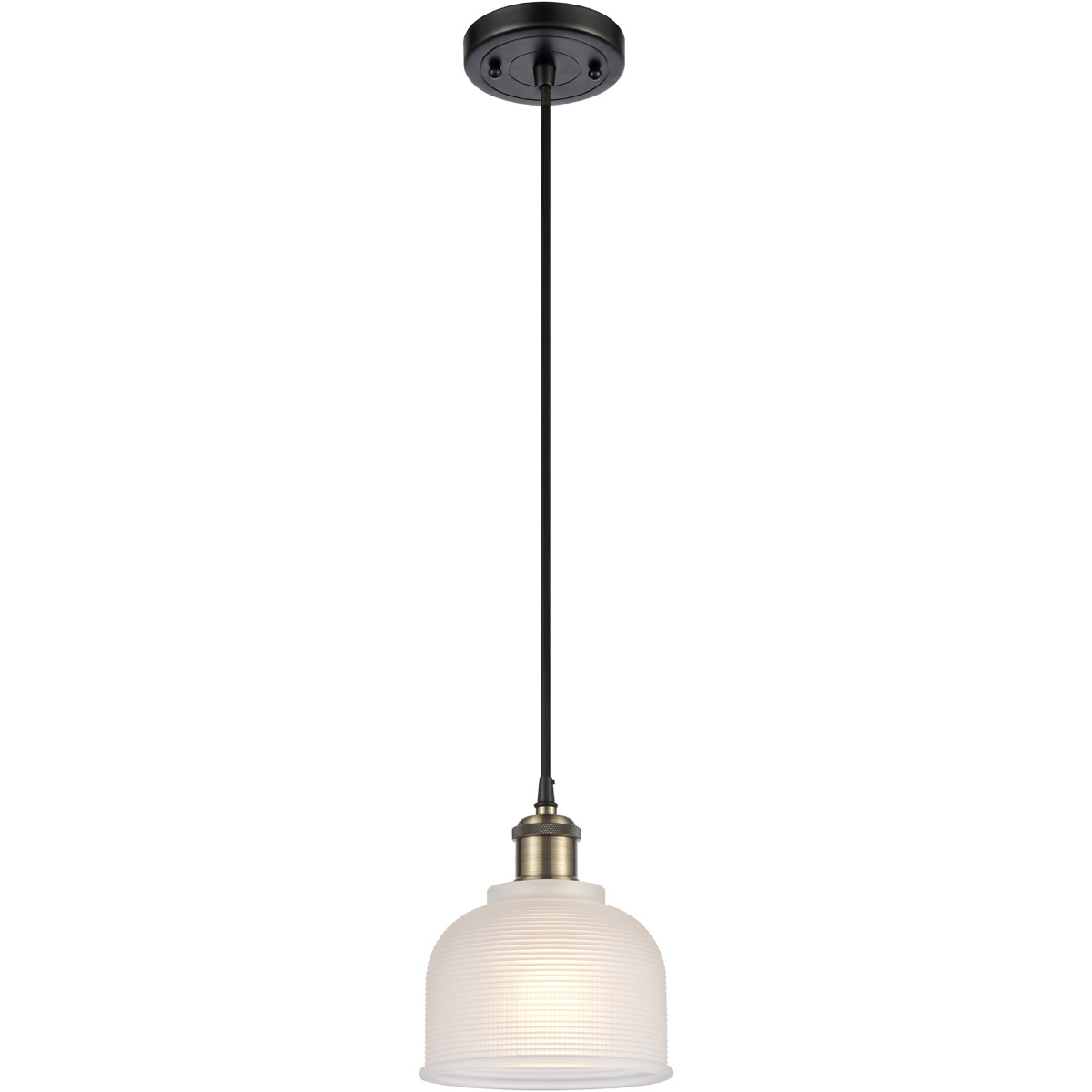 Ballston Dayton 1 Light 6 inch Black Antique Brass Mini Pendant Ceiling Light in White Glass, Ballston