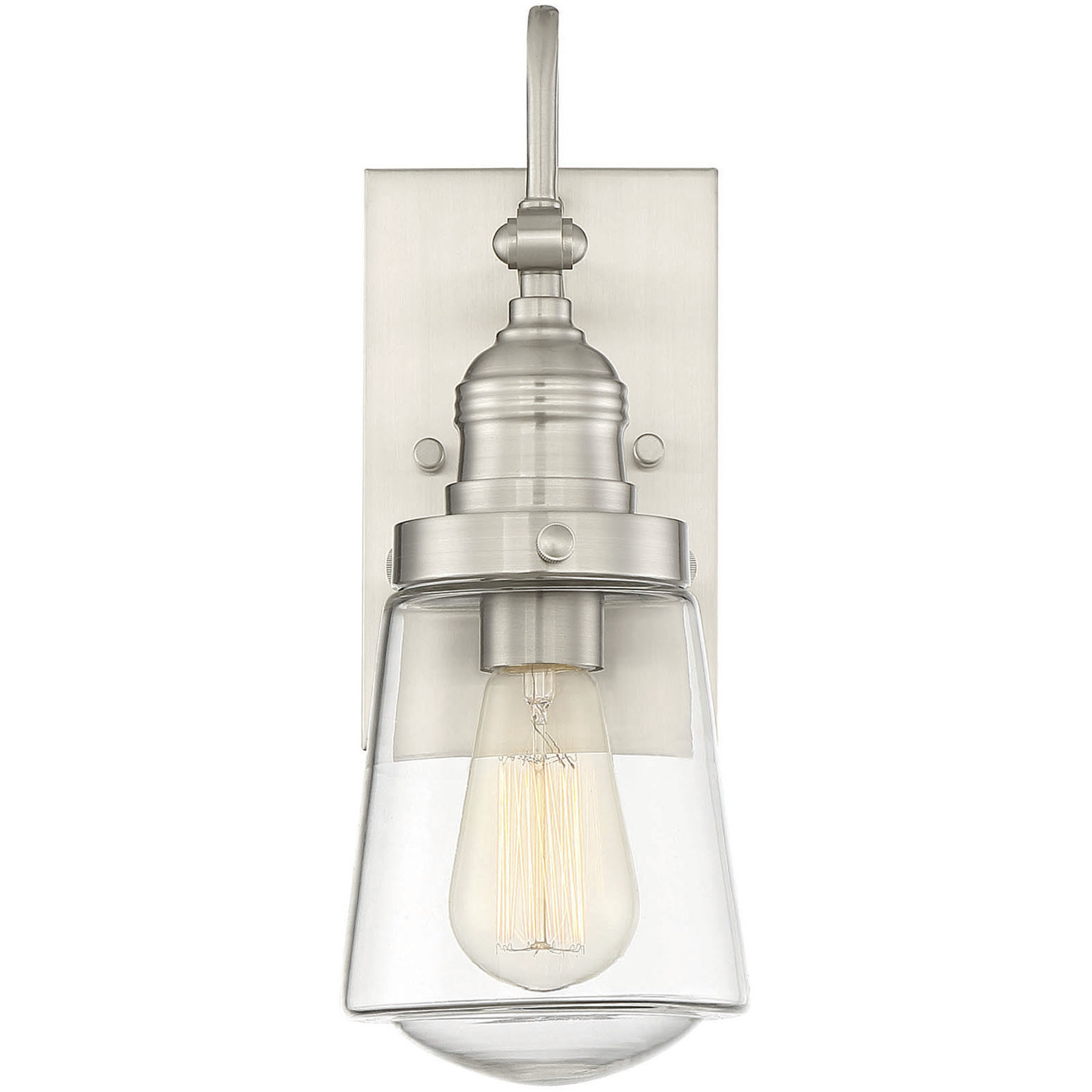 Macauley Outdoor Wall Lantern in Satin Nickel