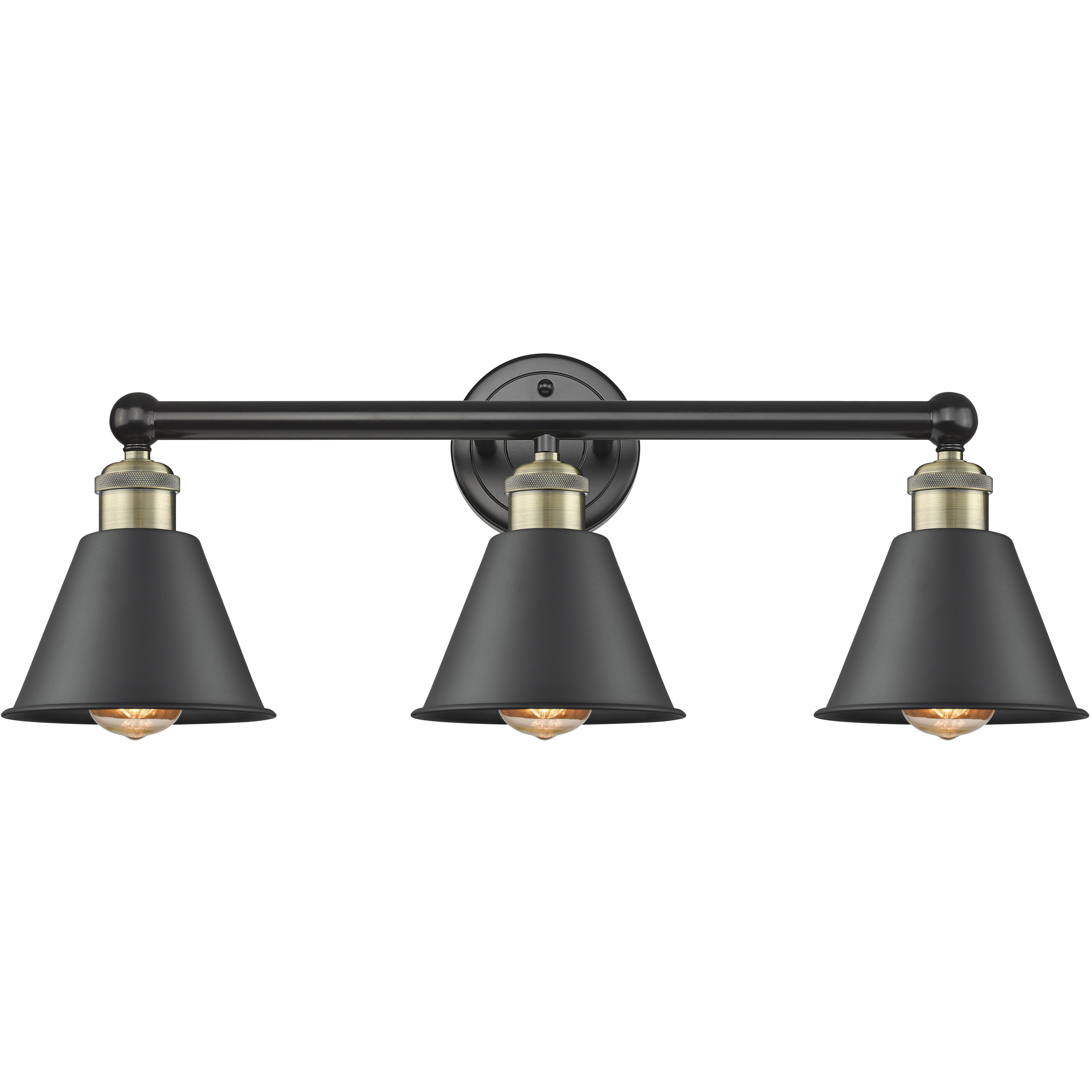 Smithfield 3 Light 24.5 inch Black Antique Brass Bath Vanity Light Wall Light in Matte Black