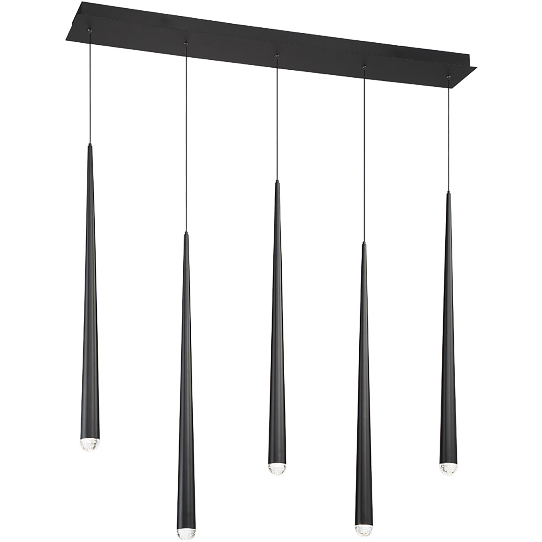 Cascade LED 5.5 inch Black Multi-Light Pendant Ceiling Light in Linear, 28in.