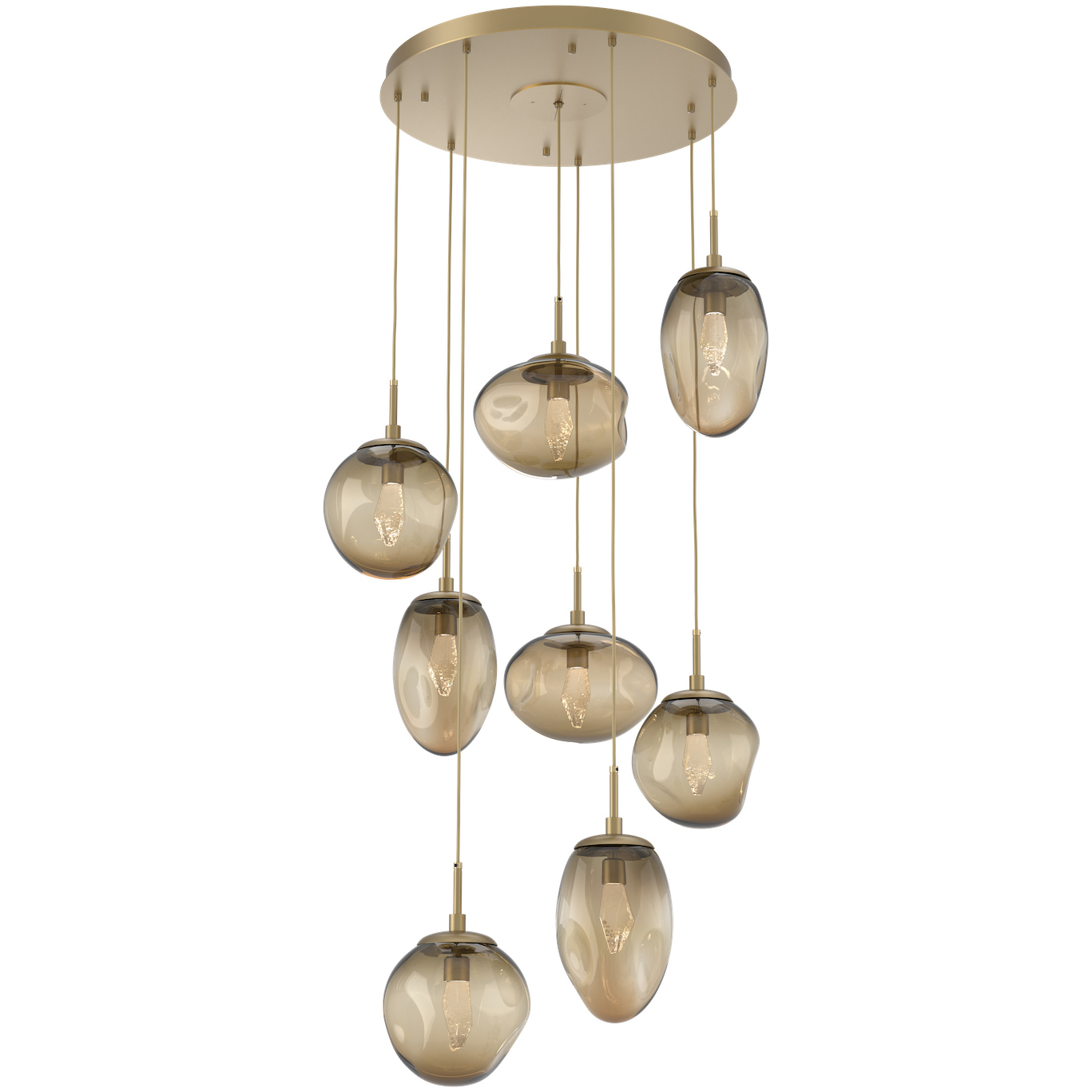 Cosmos LED LED 31.9 inch Gilded Brass Chandelier Ceiling Light in 3000K LED, Clear Geo Inner with Bronze Cosmos Outer, Round Multi-Port