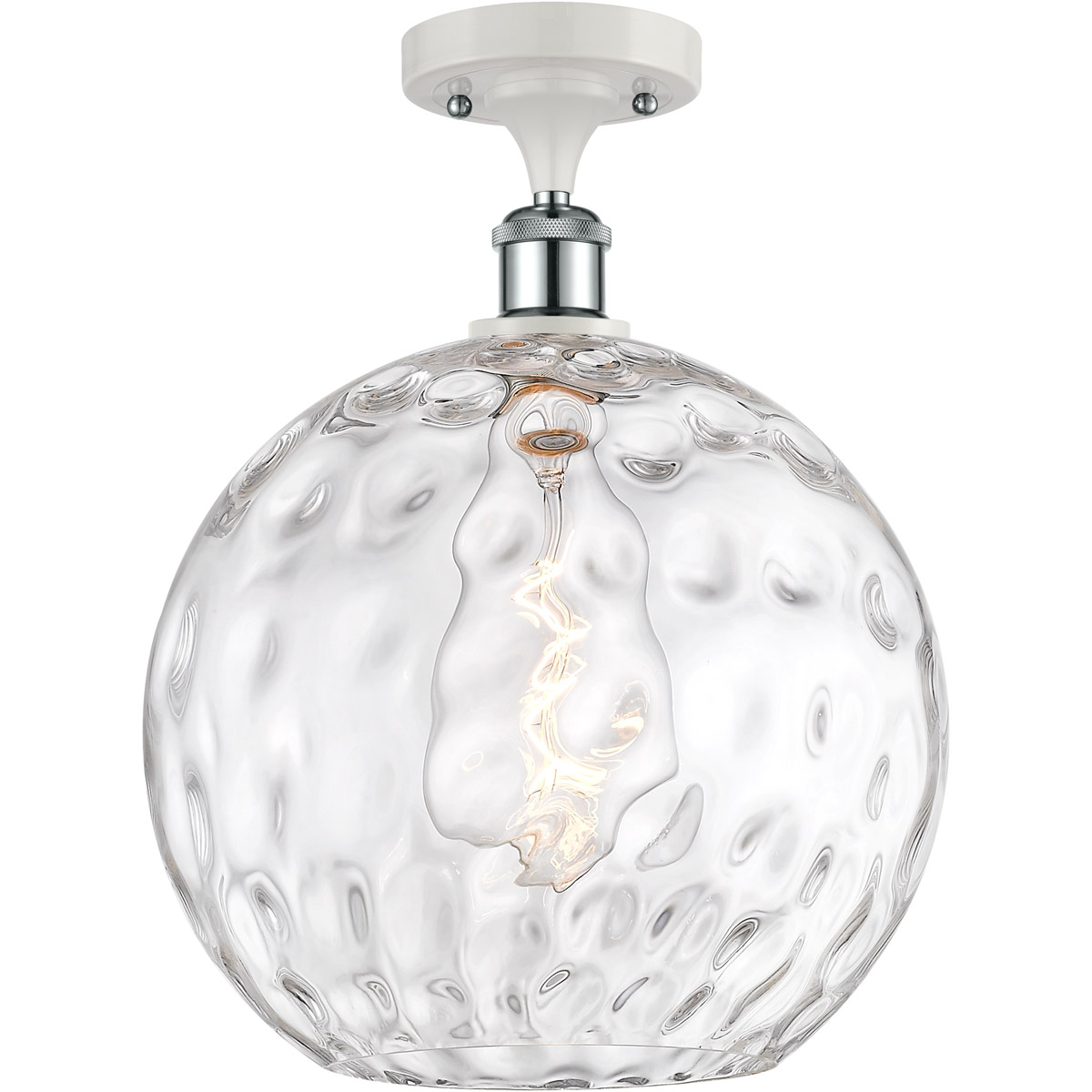 Ballston Athens Water Glass LED 12 inch White and Polished Chrome Semi-Flush Mount Ceiling Light