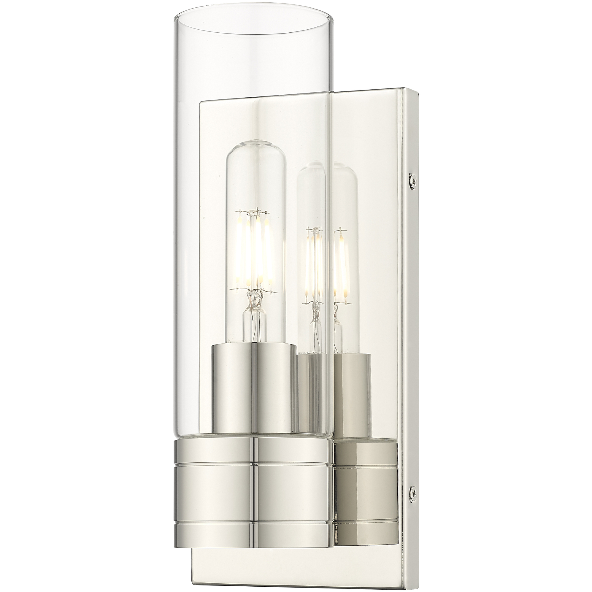 Boreas Sconce Wall Light in Polished Nickel, Clear