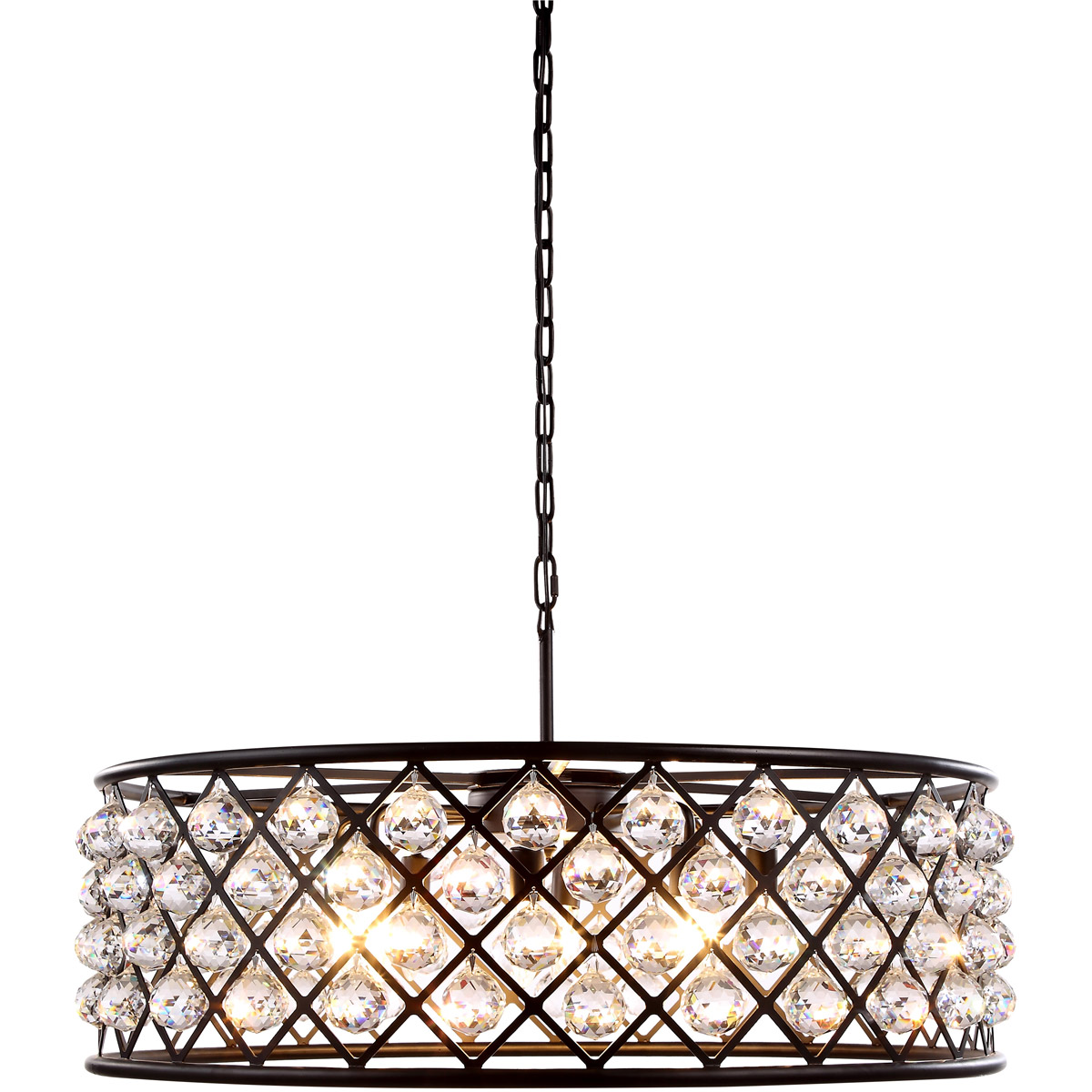 Madison 8 Light 32 inch Matte Black Pendant Ceiling Light in Clear, Urban Classic