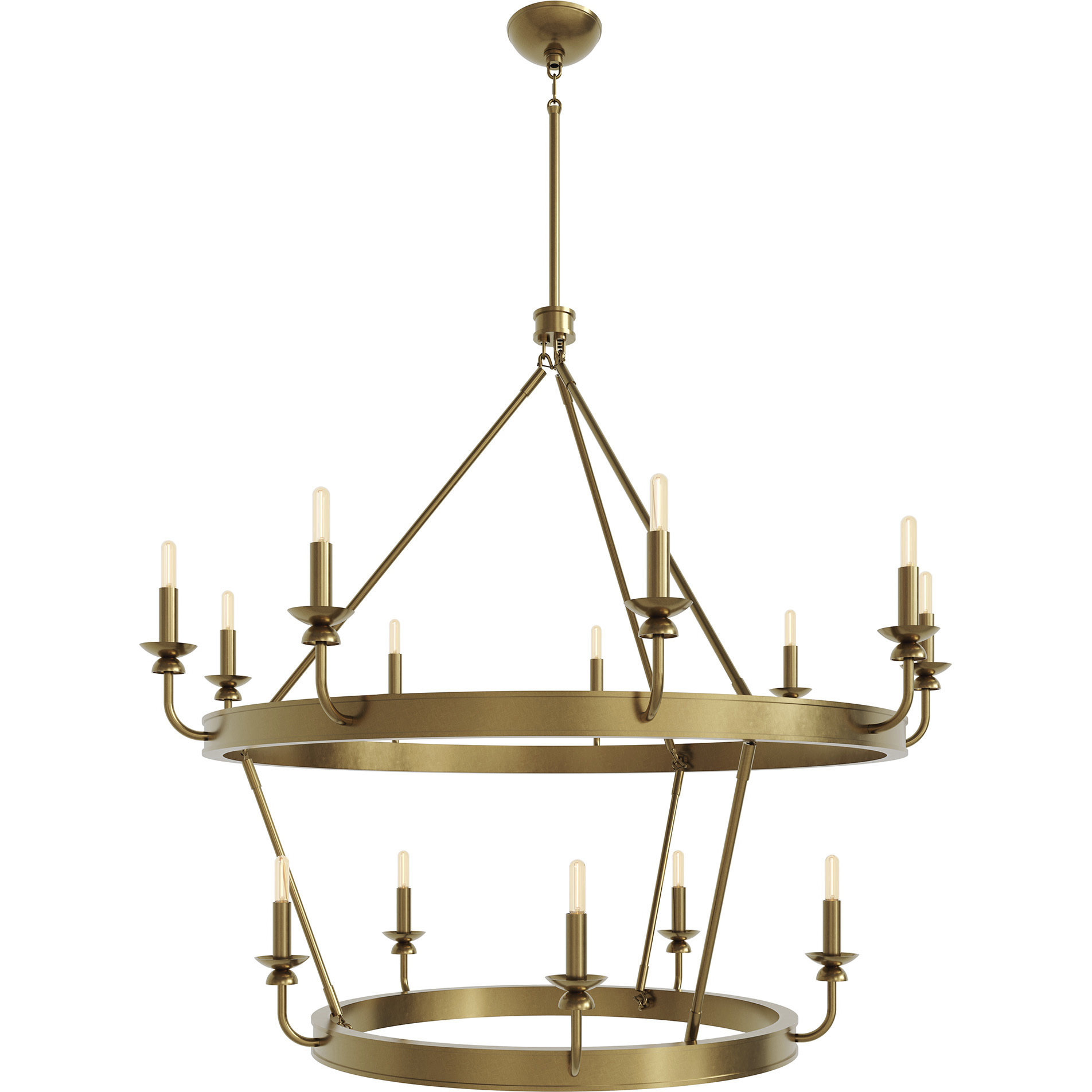 William 14 Light 48.75 inch Lacquered Burnished Brass Chandelier Ceiling Light
