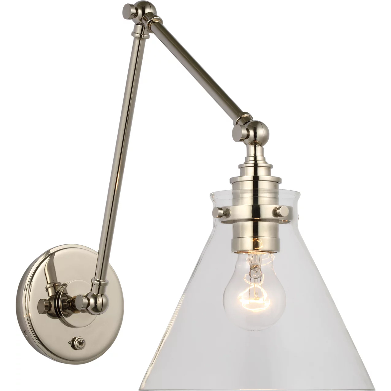 Chapman & Myers Parkington 15.5 inch 15 watt Polished Nickel Double Library Wall Light in Clear Glass