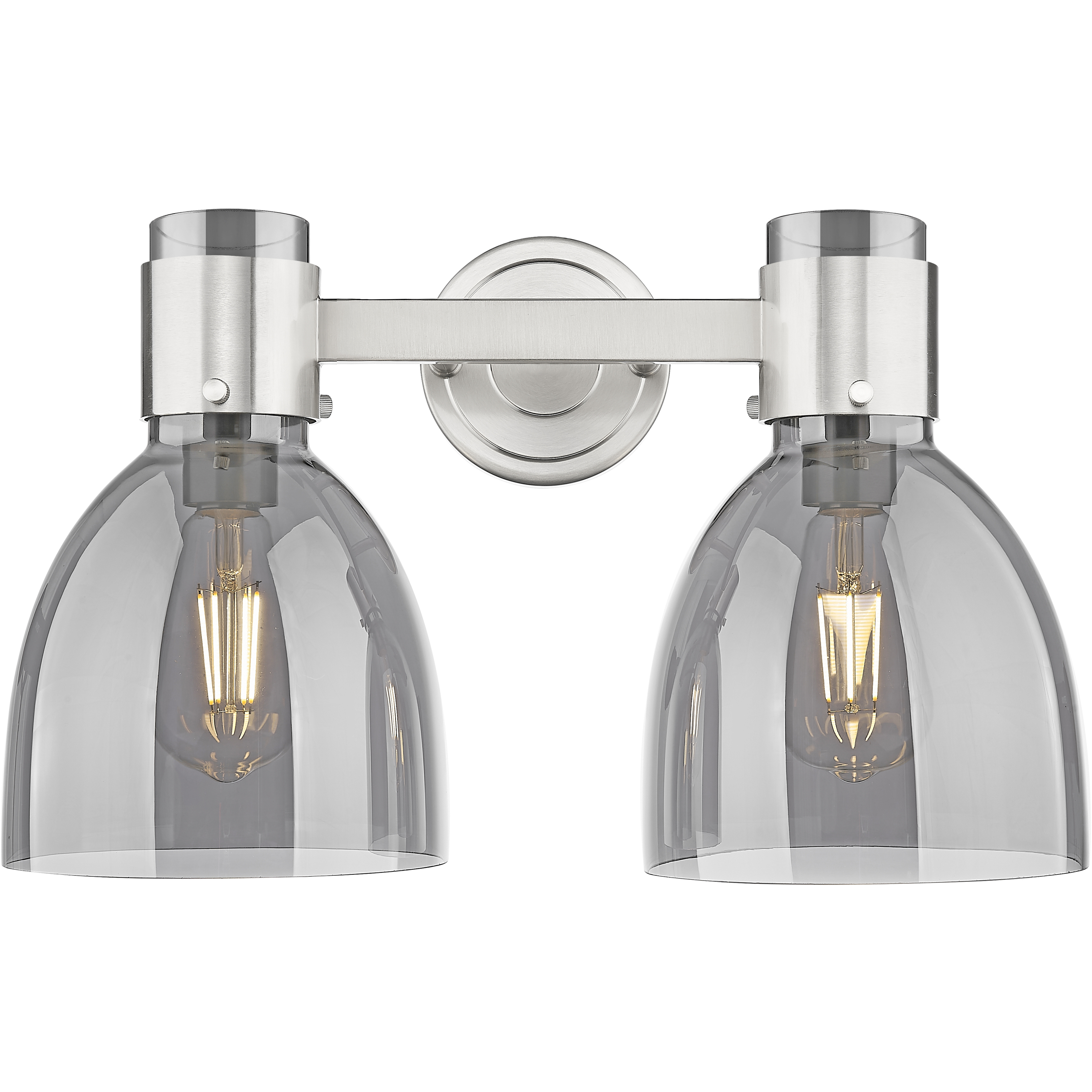 Lawton Bell 2 Light 15.5 inch Satin Nickel Bath Vanity Light Wall Light in Light Smoke Glass