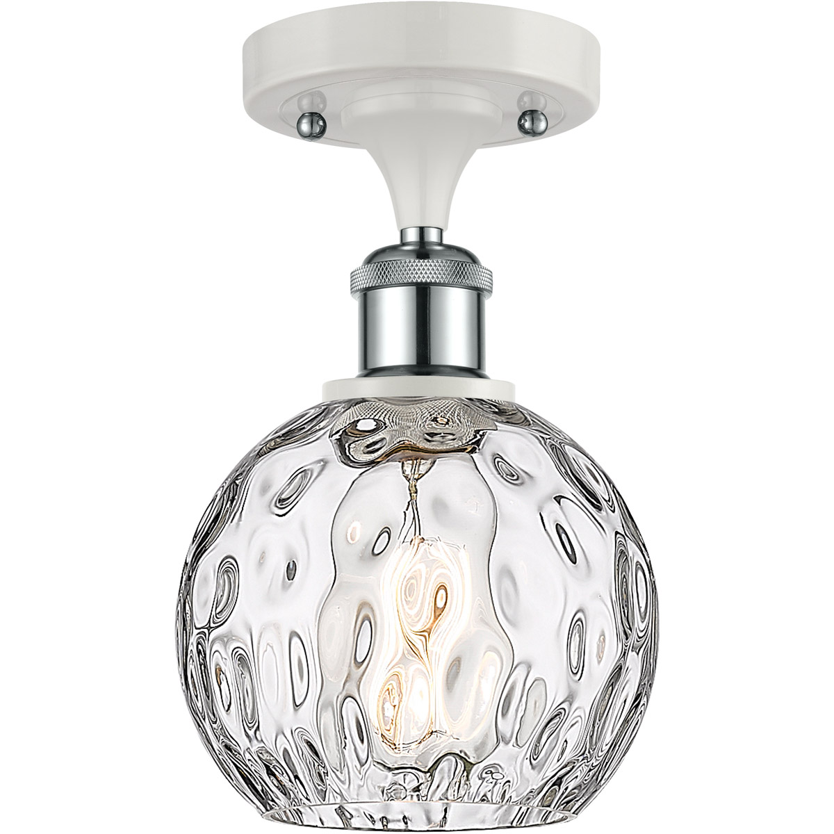 Ballston Athens Water Glass LED 6 inch White and Polished Chrome Semi-Flush Mount Ceiling Light