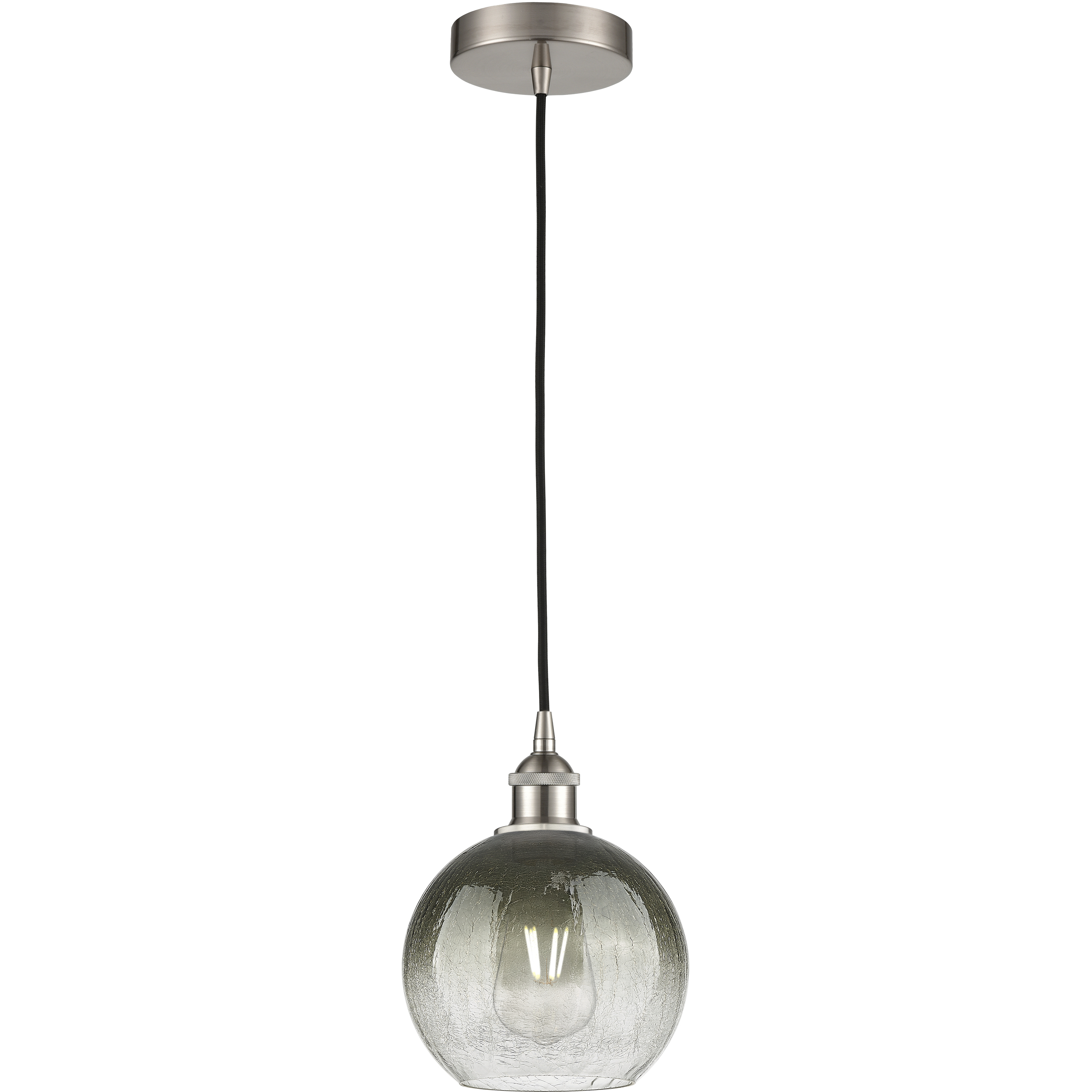 Edison Brookhaven Globe 1 Light 7.88 inch Brushed Satin Nickel Mini Pendant Ceiling Light in Slate Glass