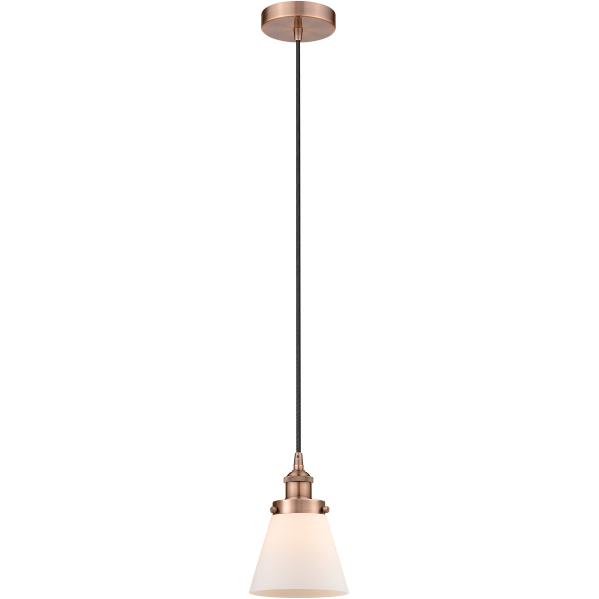 Edison Cone 1 Light 6 inch Antique Copper Mini Pendant Ceiling Light