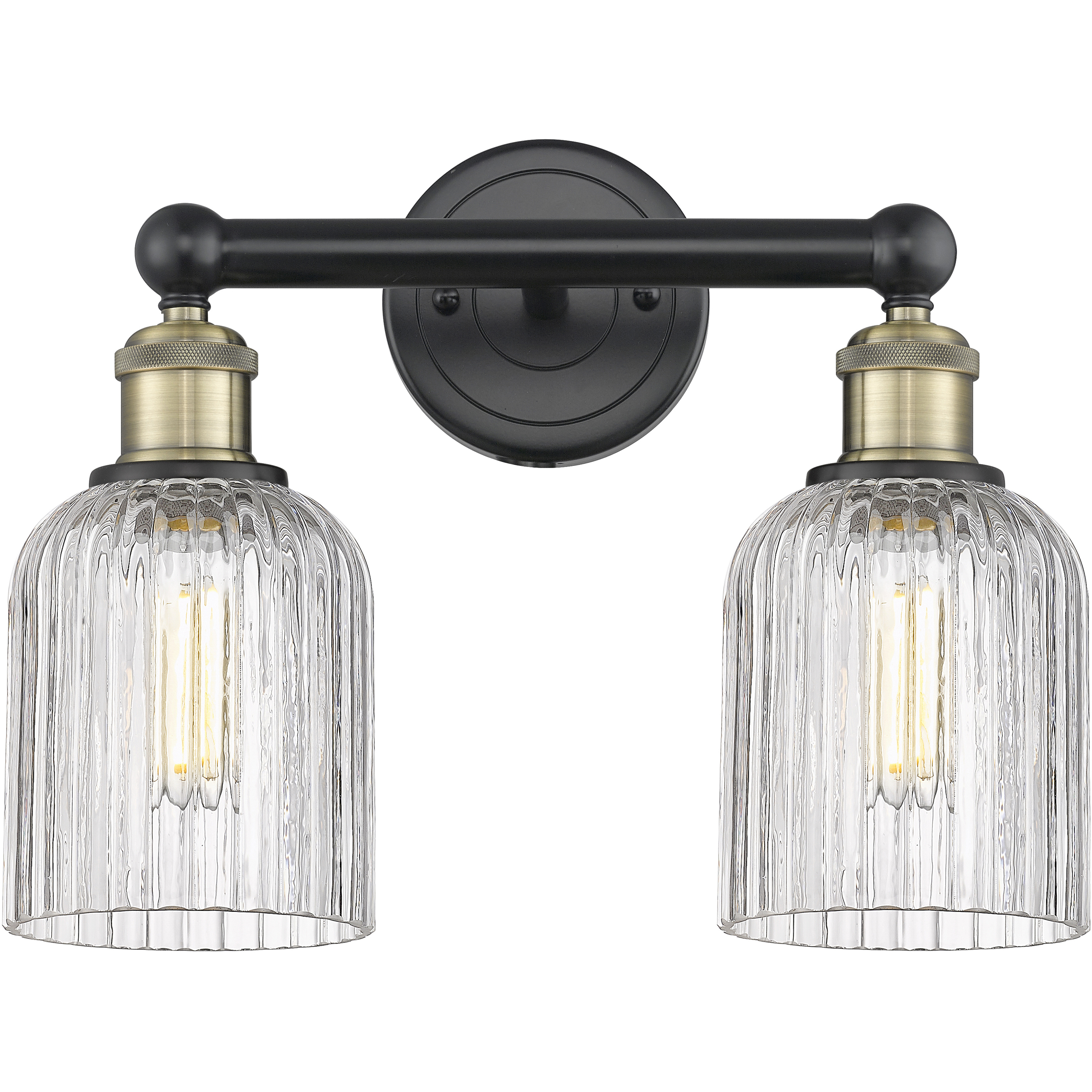 Bridal Veil 2 Light 14 inch Black Antique Brass Bath Vanity Light Wall Light in Clear