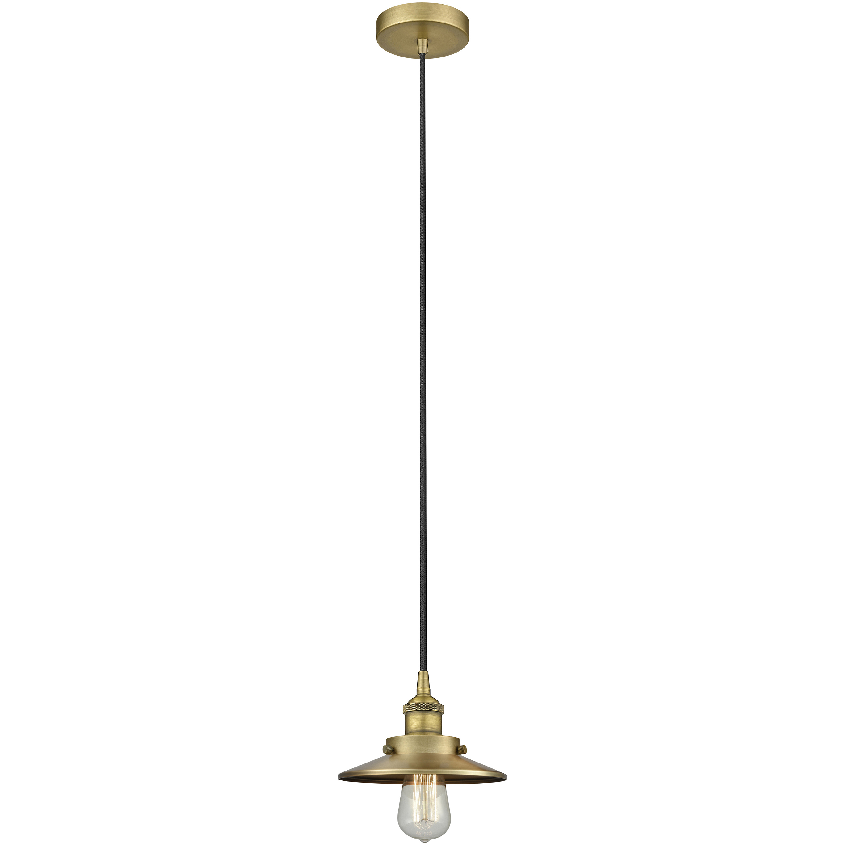 Railroad 1 Light 8 inch Brushed Brass Mini Pendant Ceiling Light