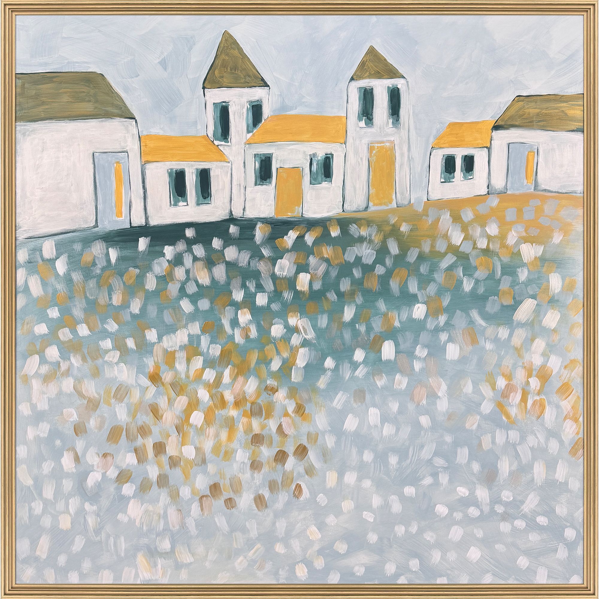 Aarhaus Green and Yellow and White Framed Art, The Studio