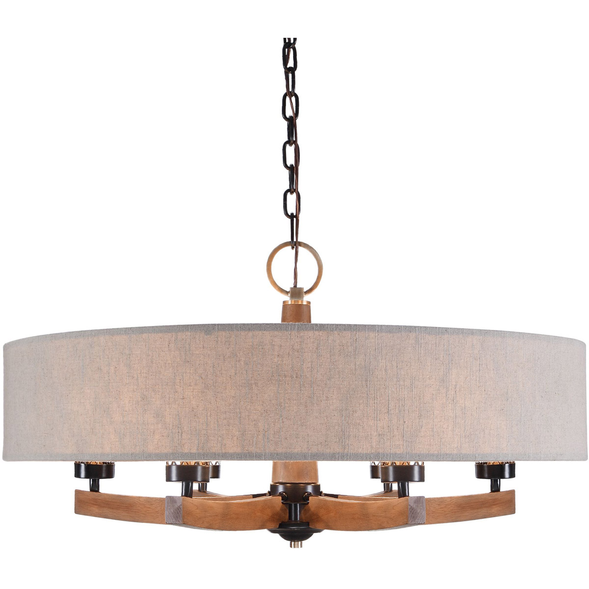 Woodall 6 Light 36 inch Dark Bronze and Antique Brass Drum Chandelier Ceiling Light