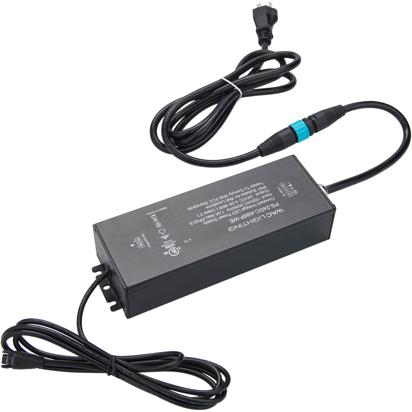 WAC 24VDC Strip Light LED LED 96 watt 120-240-277 Outdoor Strip Light Power Supply in Black, WAC Lighting