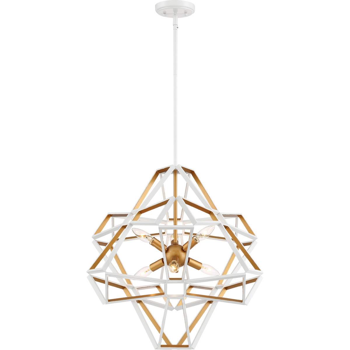 Unity 6 Light 22.5 inch Satin White Exterior with Gold Interior Chandelier Ceiling Light