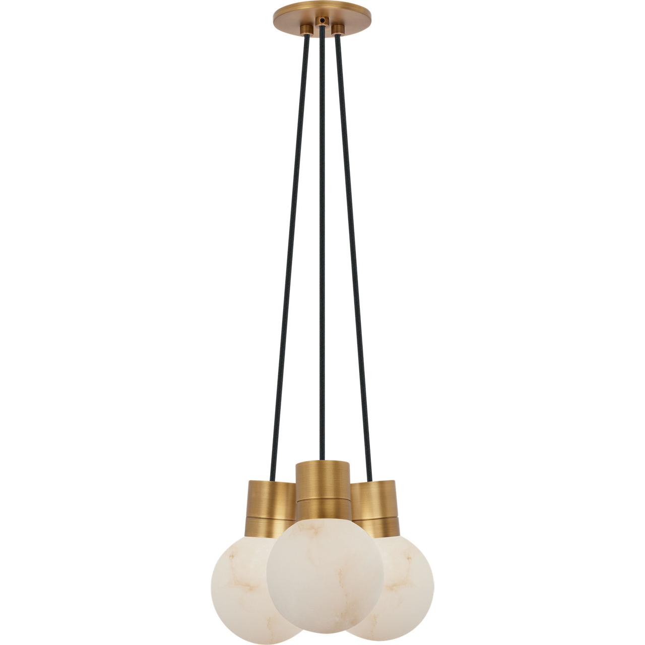 Sean Lavin Mina 3 Light 9 inch Hand Rubbed Antique Brass Chandelier Ceiling Light in Black Cord, 3000K-2200K