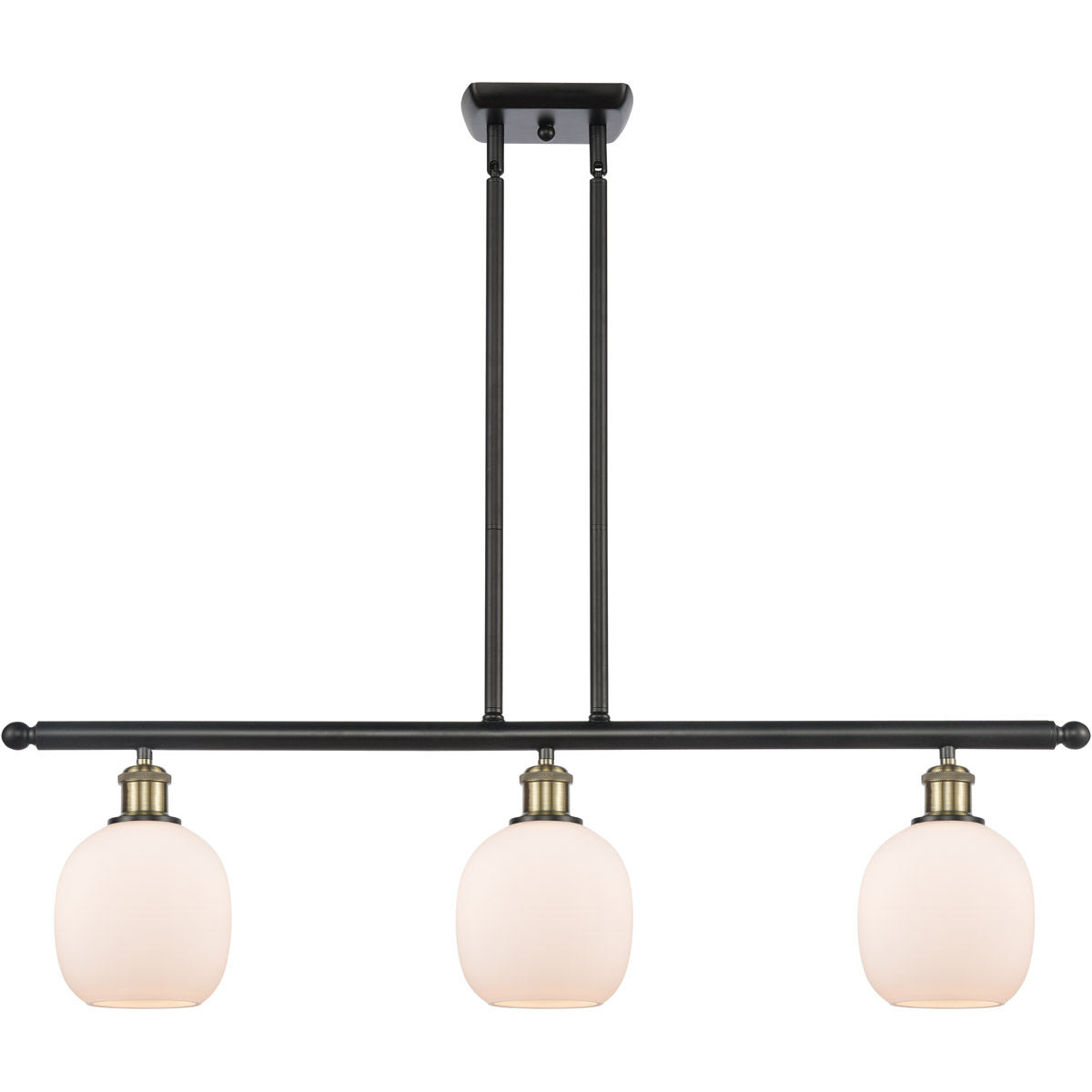 Ballston Belfast LED 36 inch Black Antique Brass Island Light Ceiling Light in Matte White Glass, Ballston