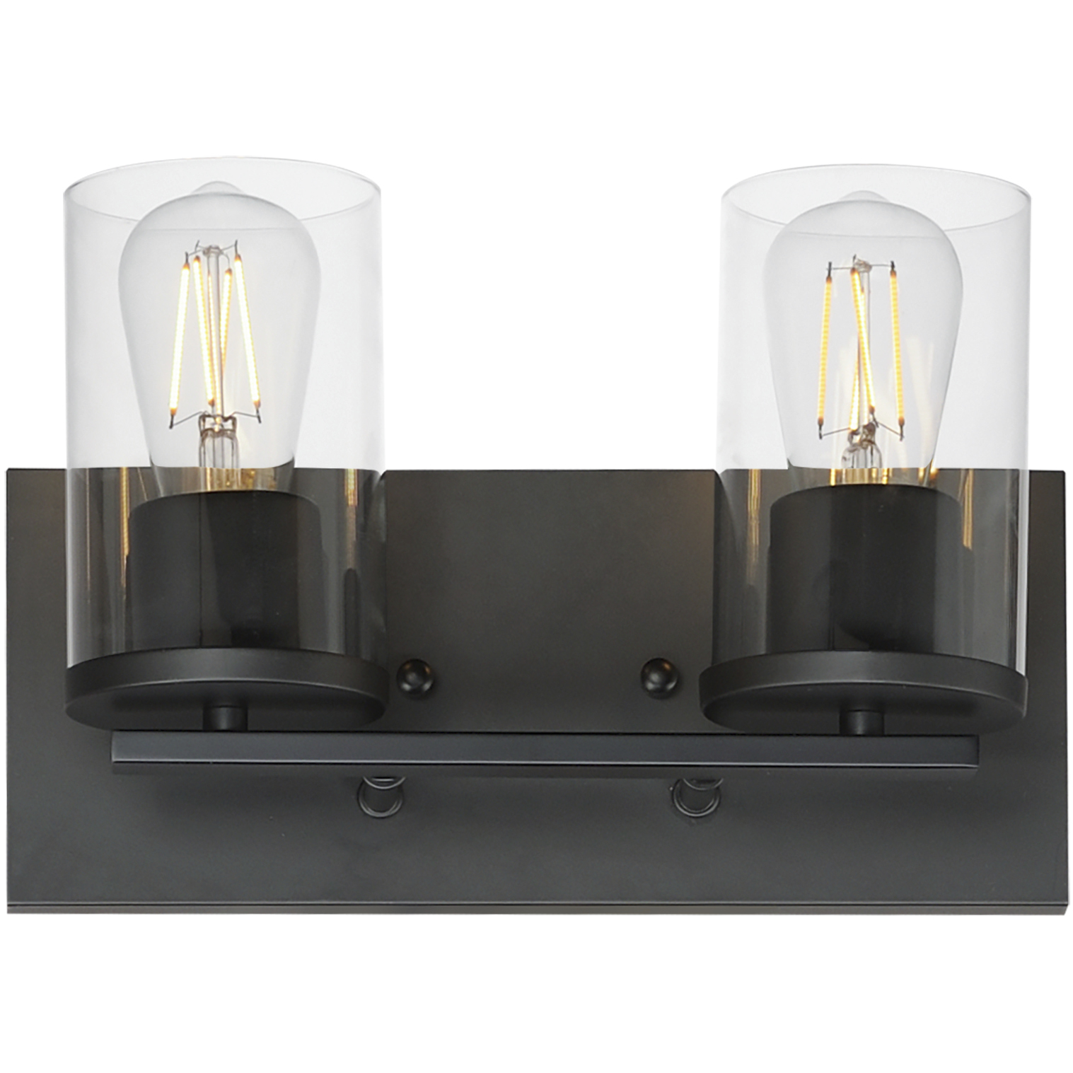Lateral 2 Light 12 inch Black Bath Vanity Wall Light in Clear