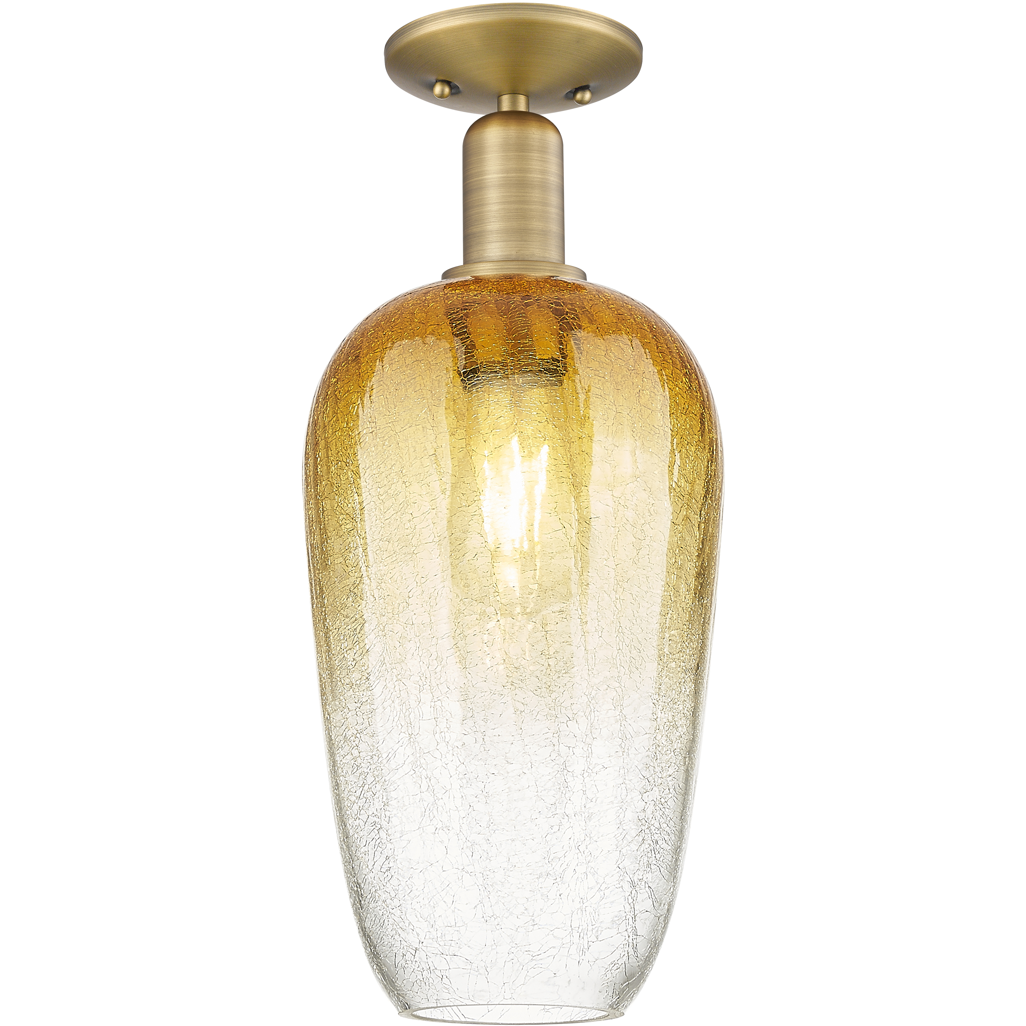 Brookhaven Flute 1 Light 7 inch Brushed Brass Semi-Flush Mount Ceiling Light in Amber Glass