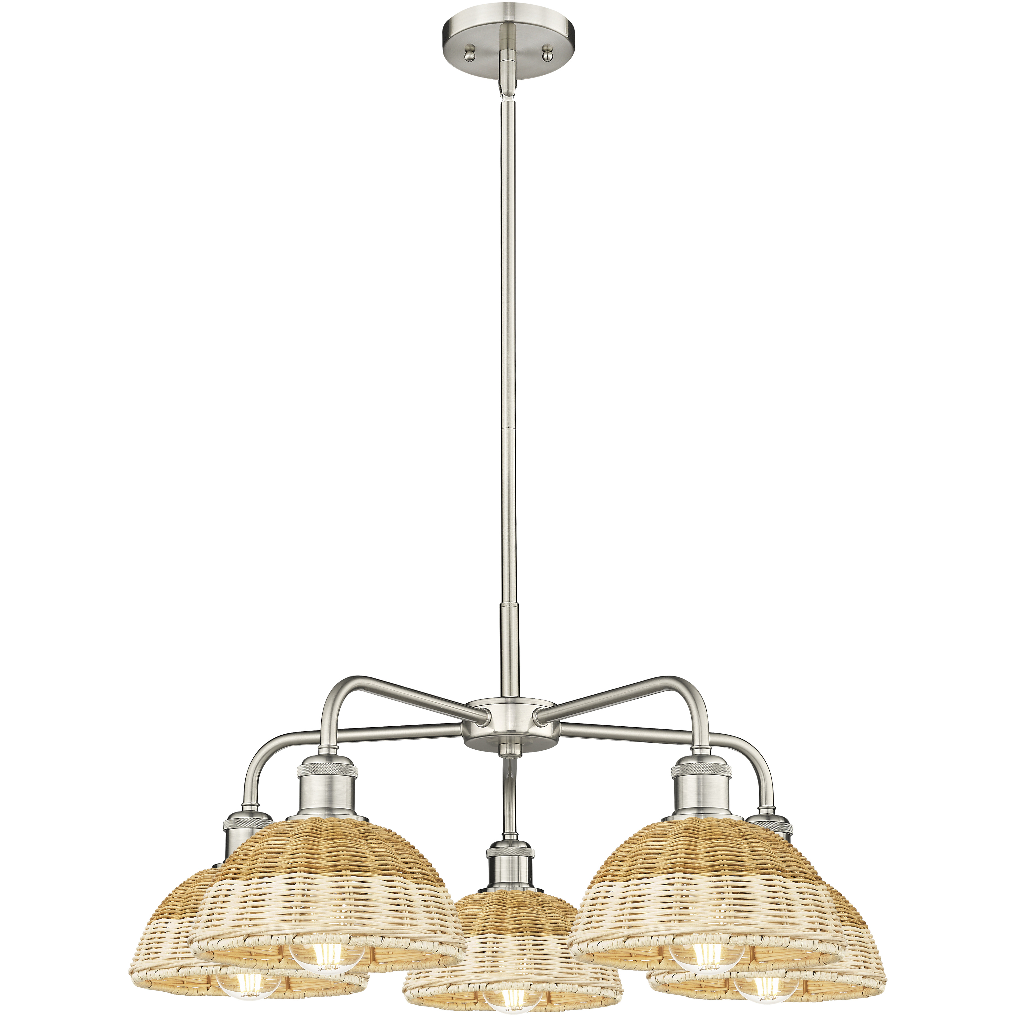 Ballston Bristol Natural II 5 Light 26 inch Satin Nickel Chandelier Ceiling Light