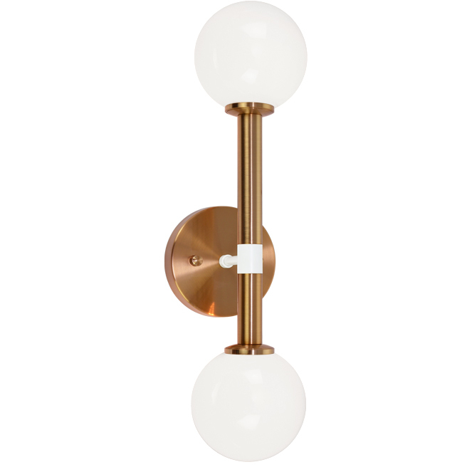 Stellar 2 Light 4.75 inch Aged Gold Brass Wall Sconce Wall Light in Aged Gold Brass and Opal Glass