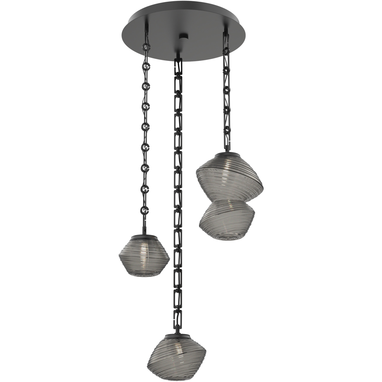 Mesa LED 20.9 inch Matte Black Multi-Pendant Ceiling Light in 3000K LED, Smoke, Rectangular Chain