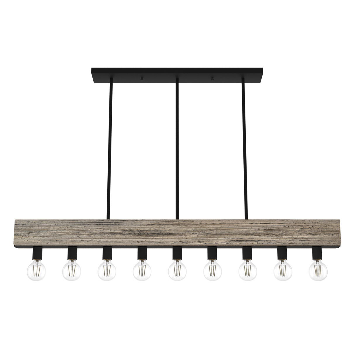 Donelson 9 Light 51 inch Rustic Iron Linear Chandelier Ceiling Light