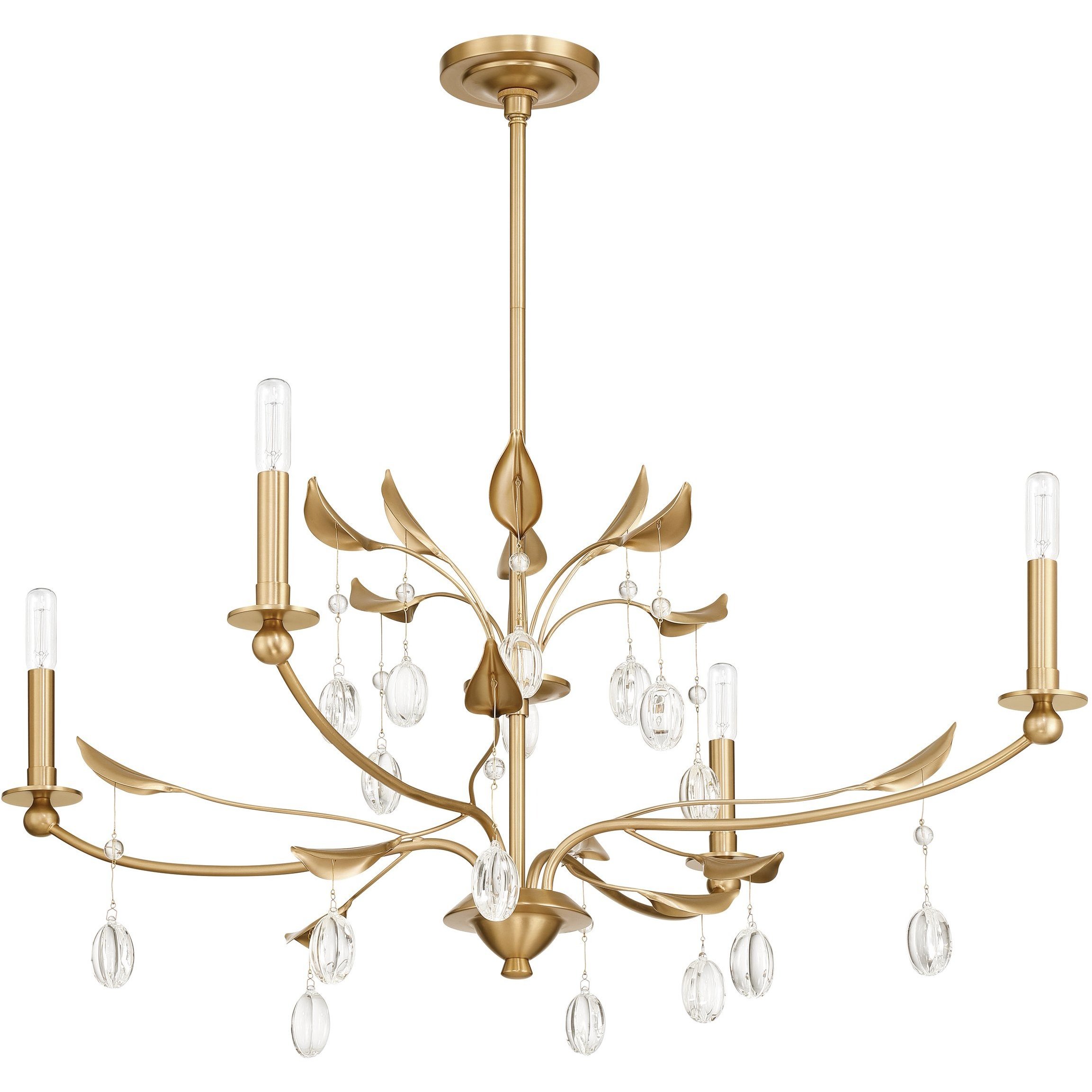 Presley 4 Light 36 inch Champagne Gold and Clear Chandelier Ceiling Light