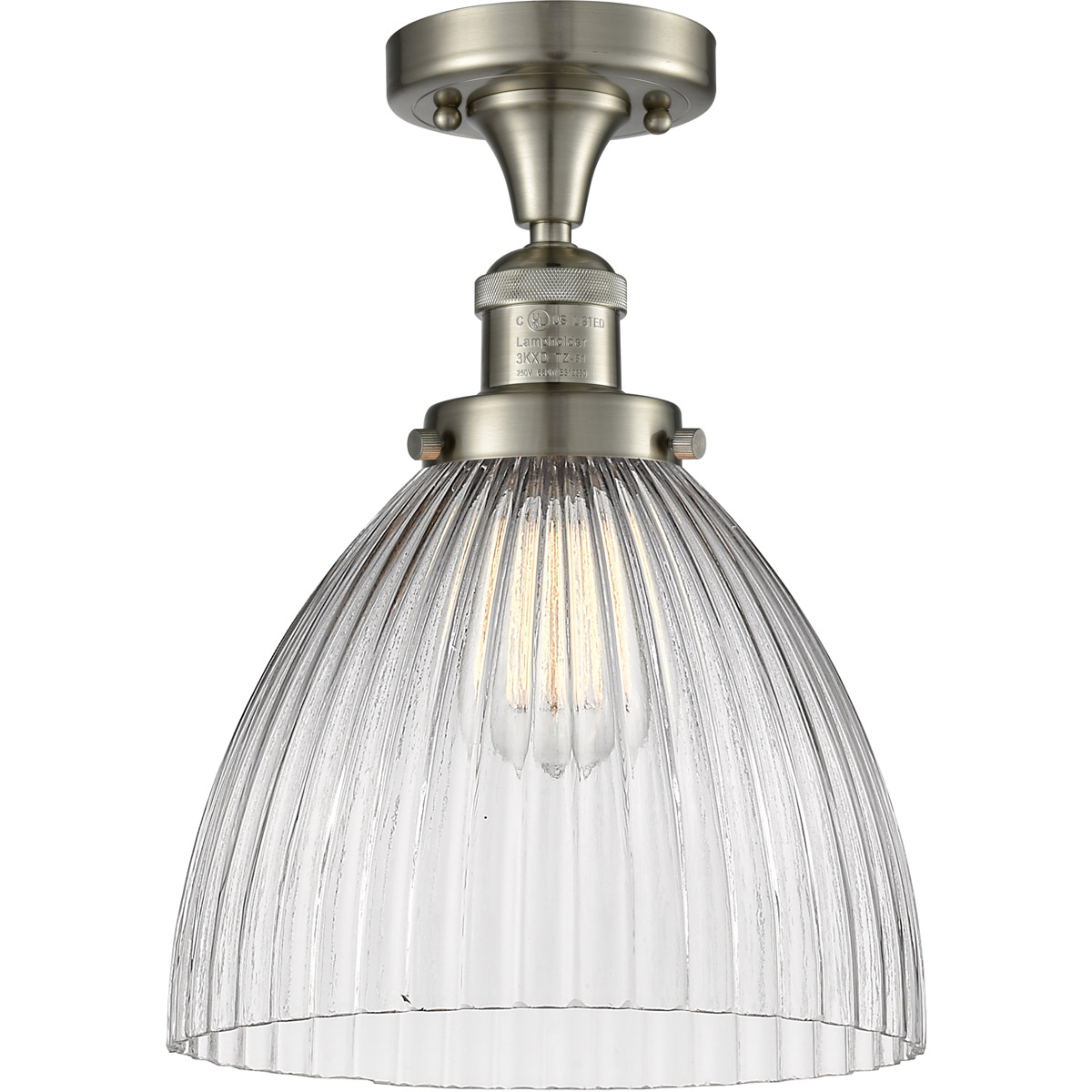 Franklin Restoration Seneca Falls 1 Light 10 inch Brushed Satin Nickel Semi-Flush Mount Ceiling Light, Franklin Restoration