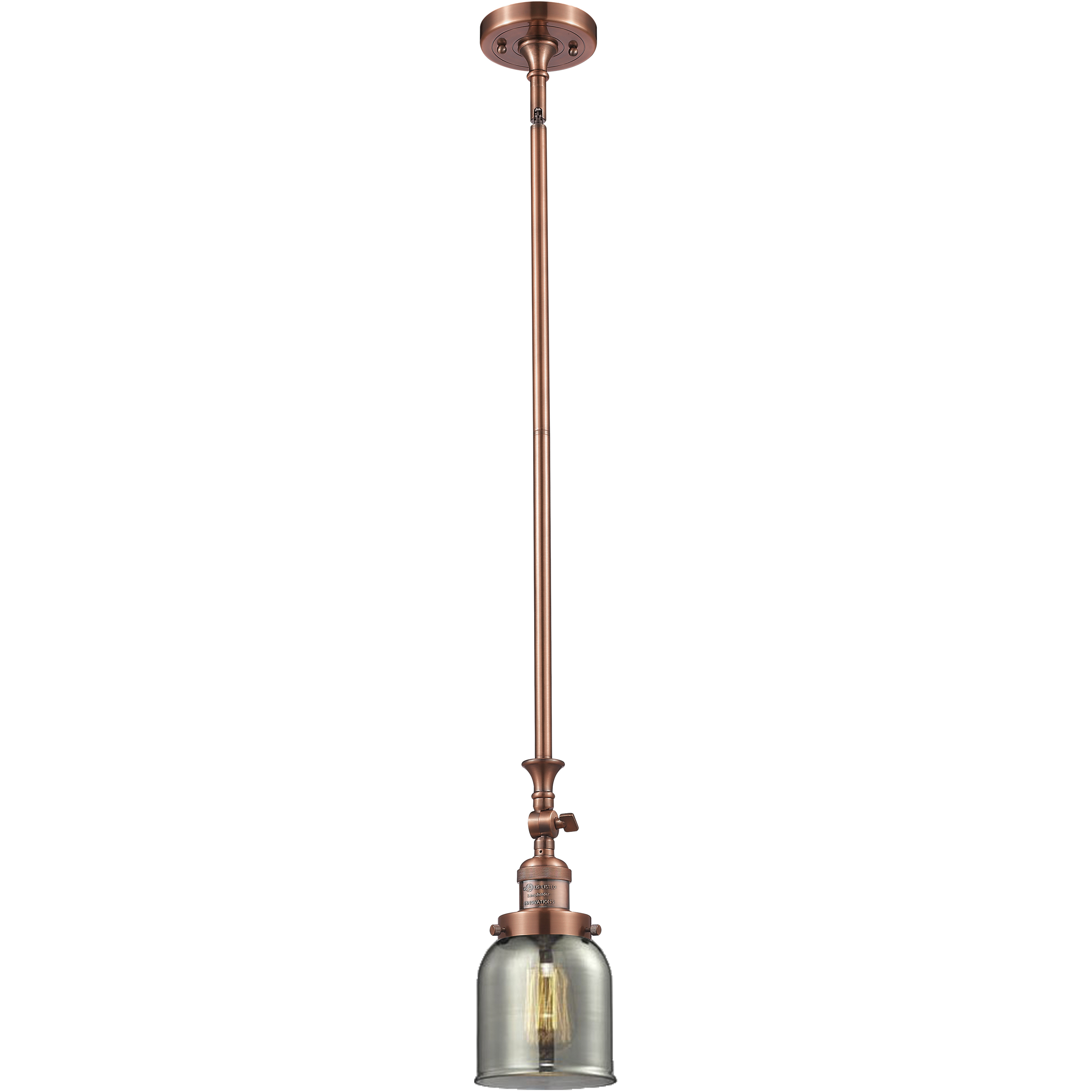 Franklin Restoration Bell 1 Light 5 inch Antique Copper Mini Pendant Ceiling Light in Bulb Not Included, Light Smoke Glass, Franklin Restoration