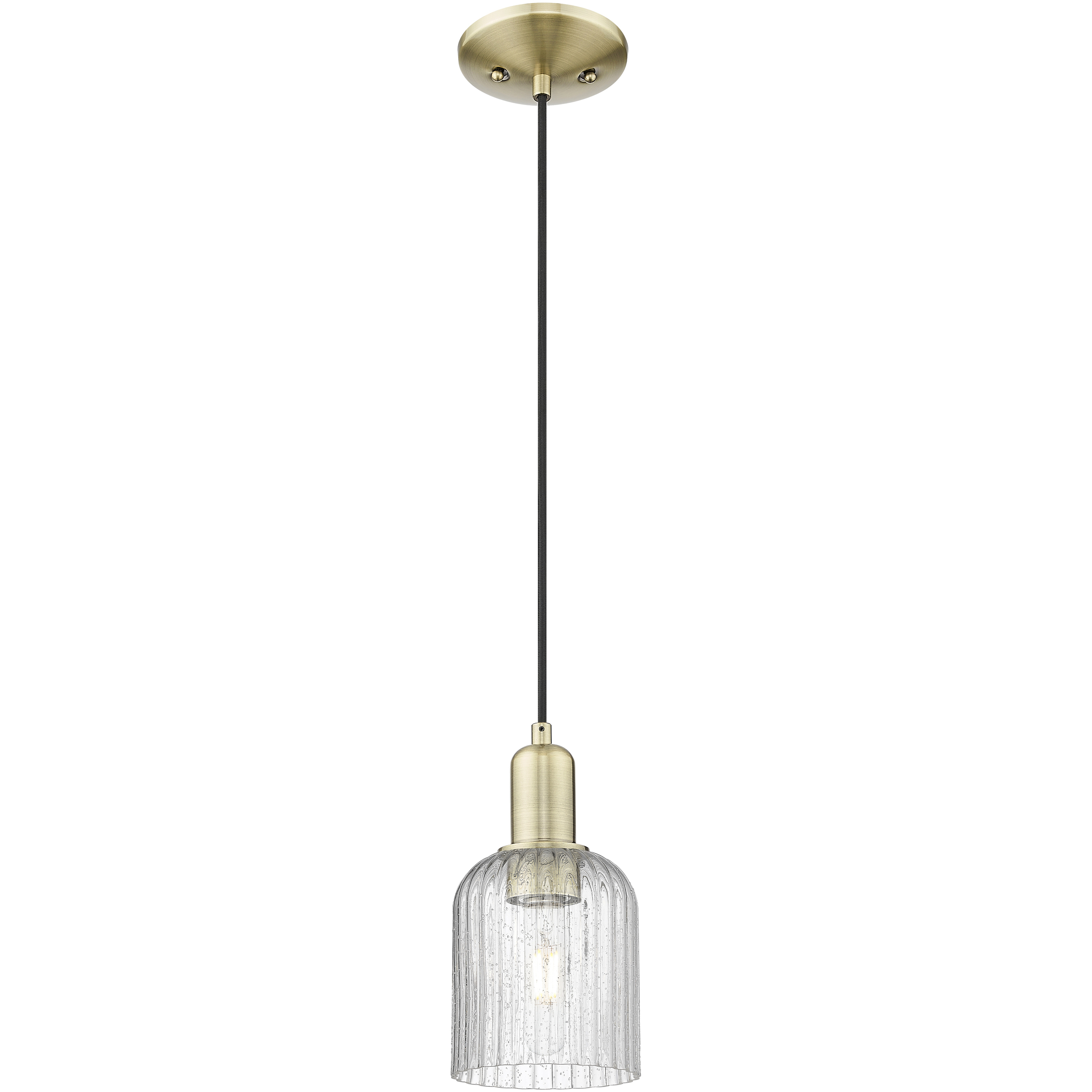 Bridal Veil 1 Light 5 inch Antique Brass Mini Pendant Ceiling Light in Seedy Glass