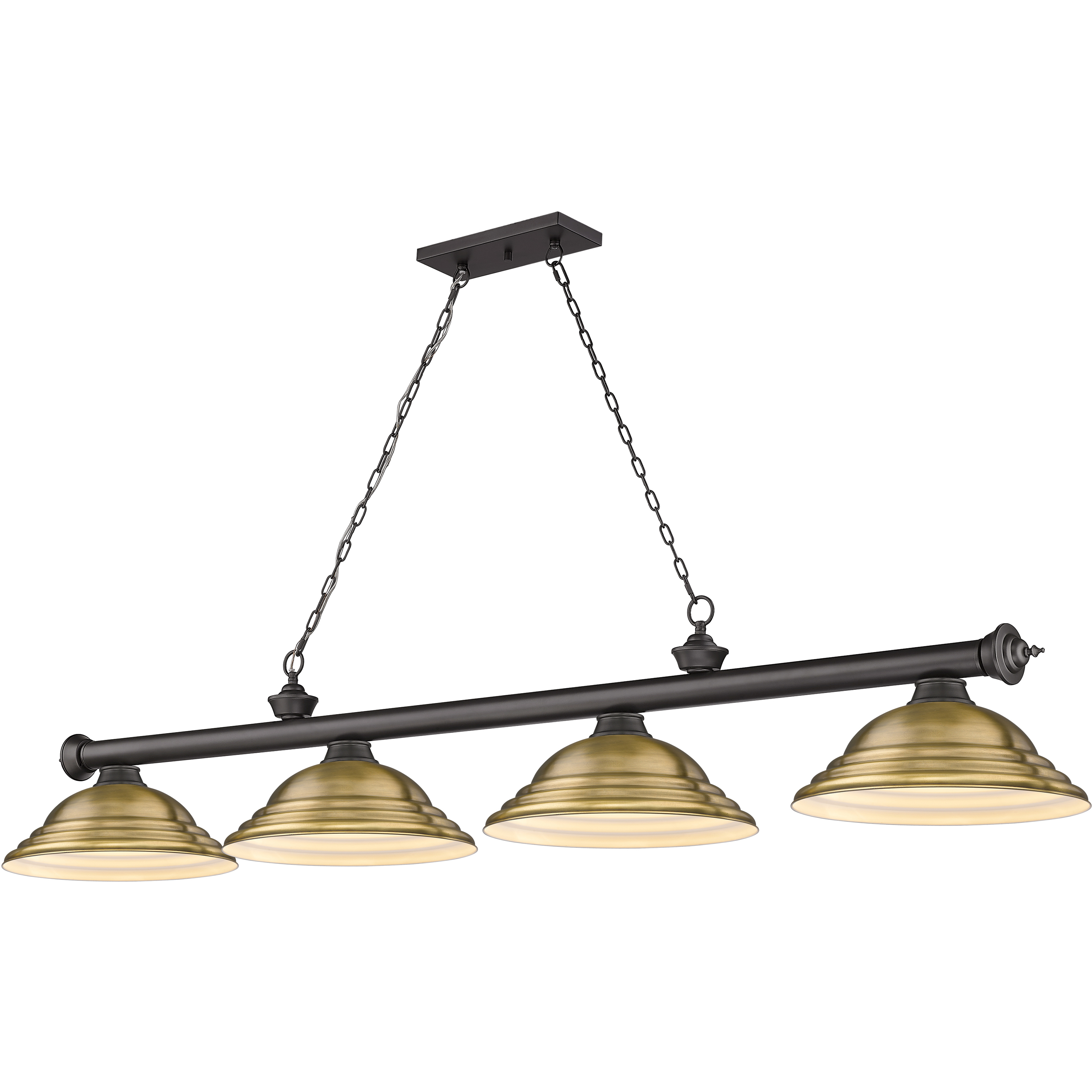Cordon 4 Light 81.75 inch Bronze Billiard Ceiling Light in Rubbed Brass Metal