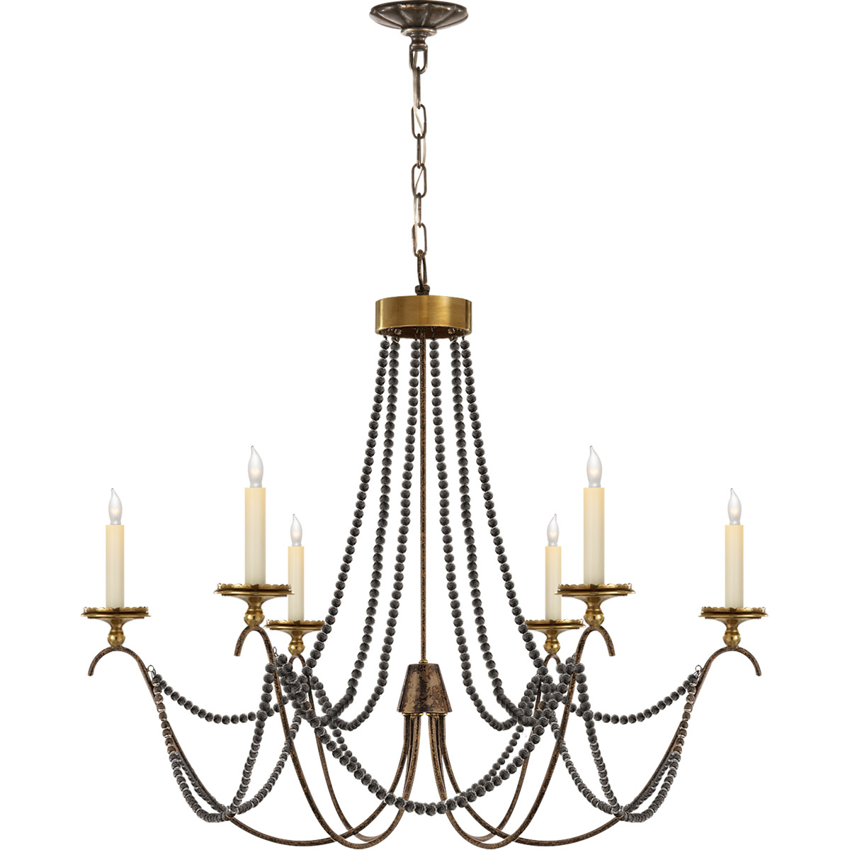 Chapman & Myers Marigot 6 Light 33 inch Hand Painted Rust Finish Chandelier Ceiling Light, Medium