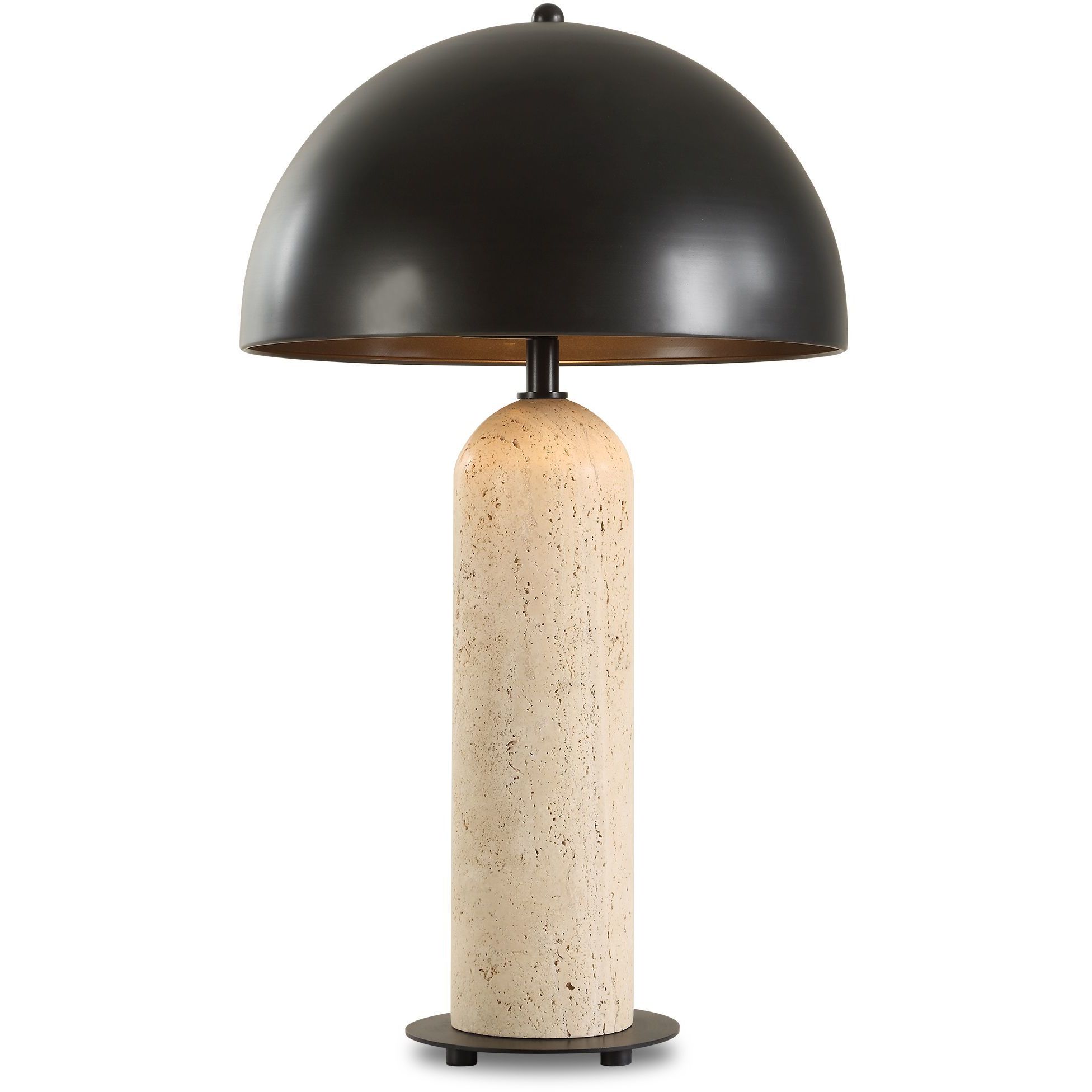 Tanaka 27.75 inch 60 watt Travertine and Dark Bronze Indoor Outdoor Table Lamp Portable Light