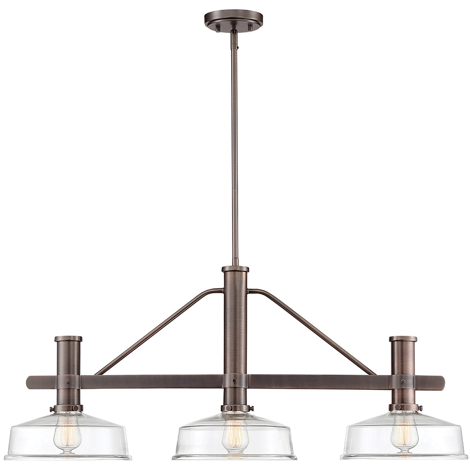 Carson 3 Light 38.75 inch Satin Copper Bronze Island Pendant Ceiling Light