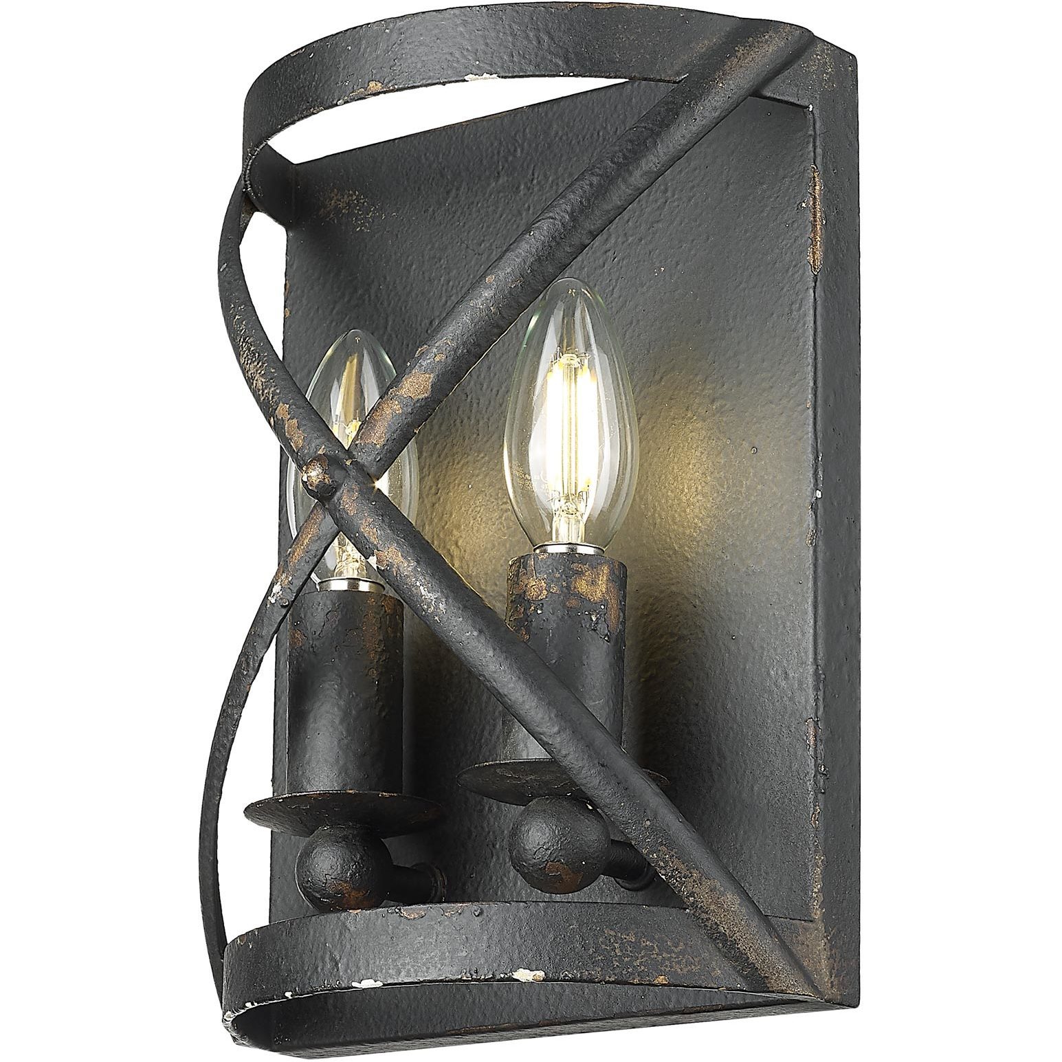 Alcott 2 Light 7.13 inch Antique Black Iron Wall Sconce Wall Light