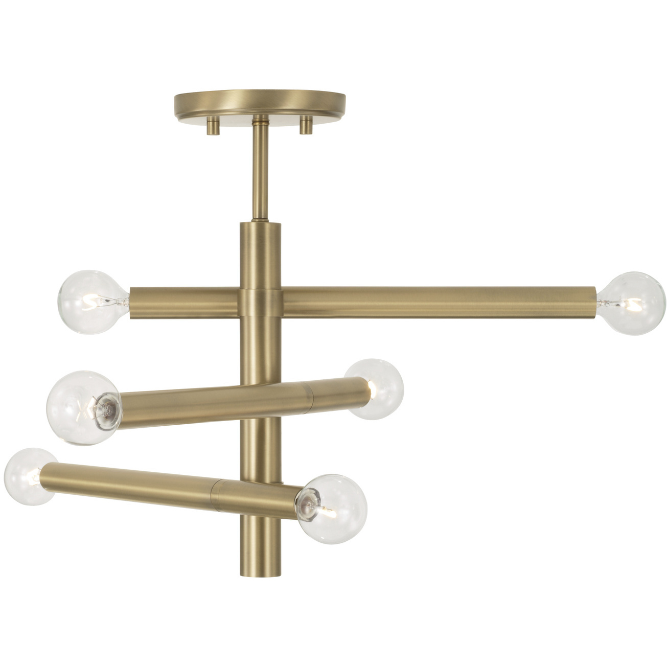 Zane 6 Light 20.5 inch Aged Brass Semi-Flush Ceiling Light