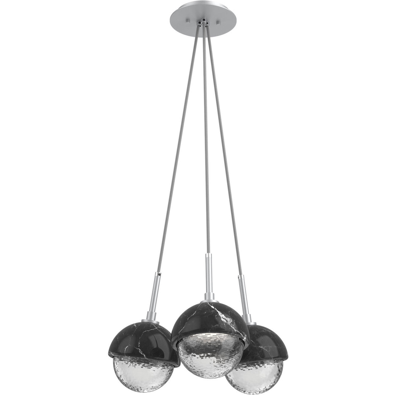 Cabochon LED 13.3 inch Classic Silver with Black Marble Cluster Pendant Ceiling Light in Clear, 2700K LED